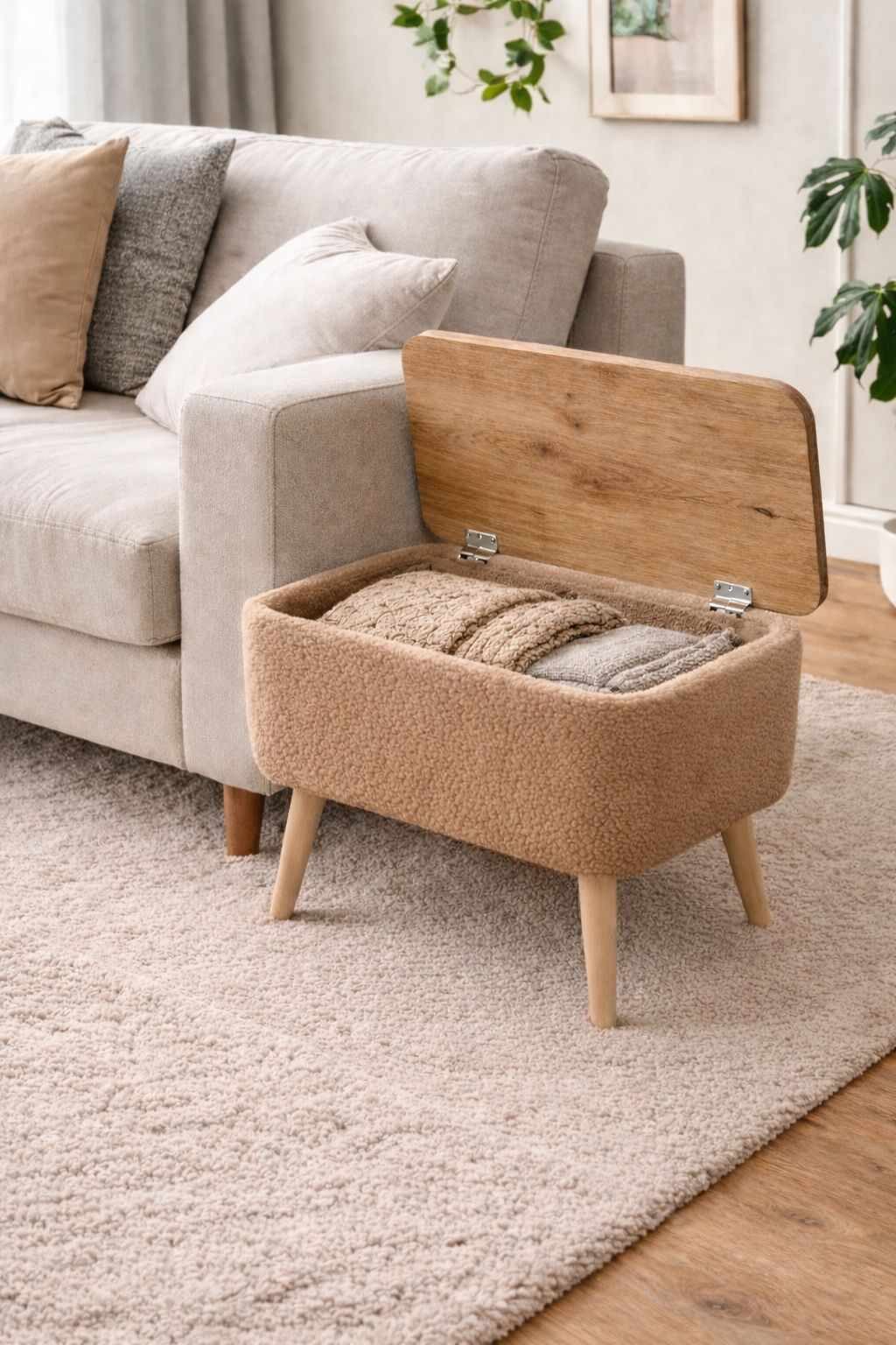 Skye Decor Beistelltisch Snug Japandi (1-St), Teddy-Optik mit Stauraum – Bild 4 von 4