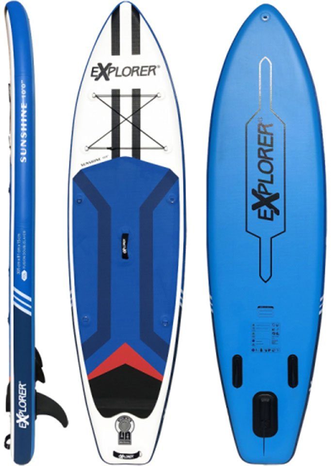 und (6 SUP-Board tlg., EXPLORER 10.0, Transportrucksack) Inflatable Paddel, Sunshine Pumpe mit