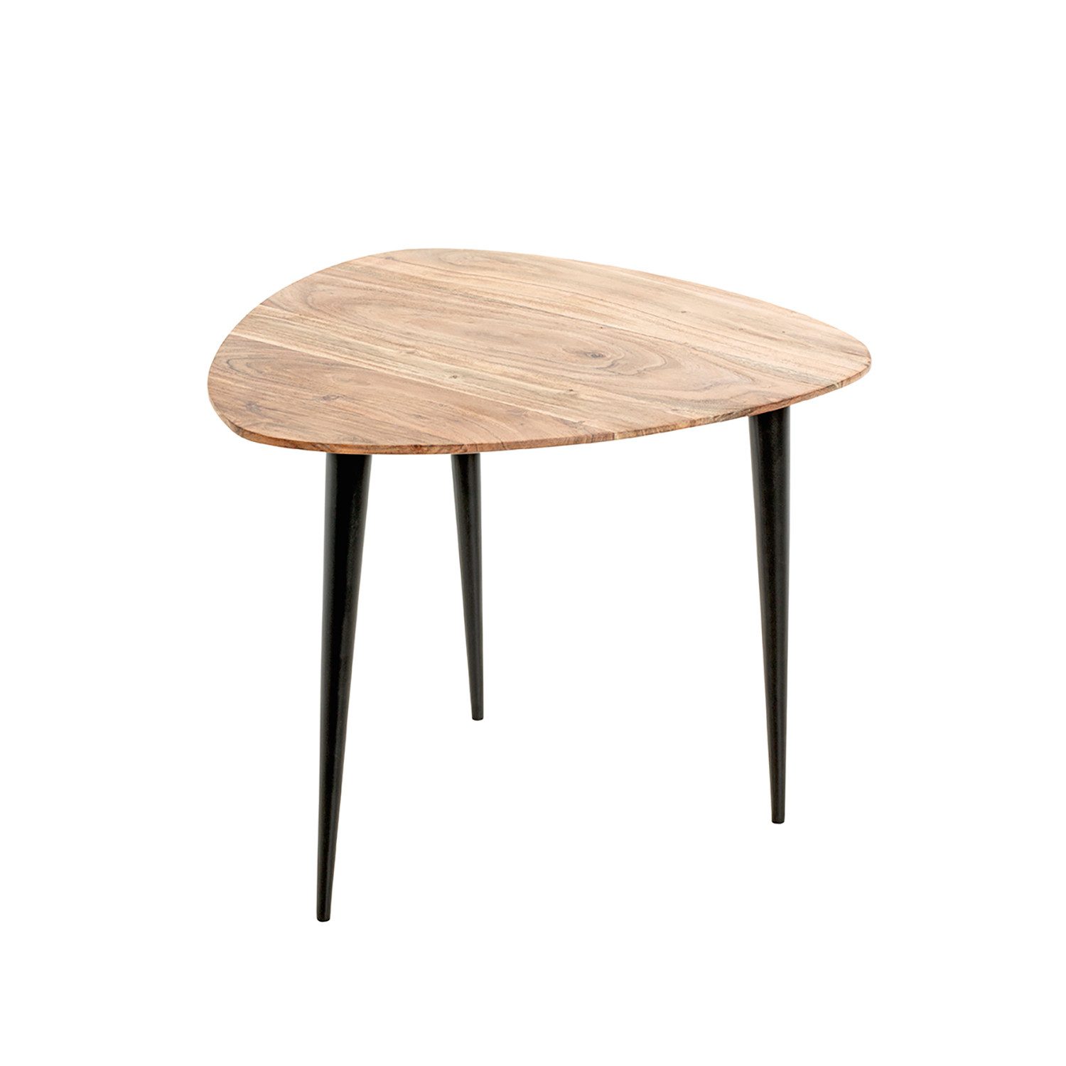 HAKU Beistelltisch Beistelltisch Massiv akazie schwarz-Sofatisch Holz-B 55xH 46xT 55 cm (1xBeistelltisch, Dekotisch - kleiner Tisch), Beistelltisch aus Metall