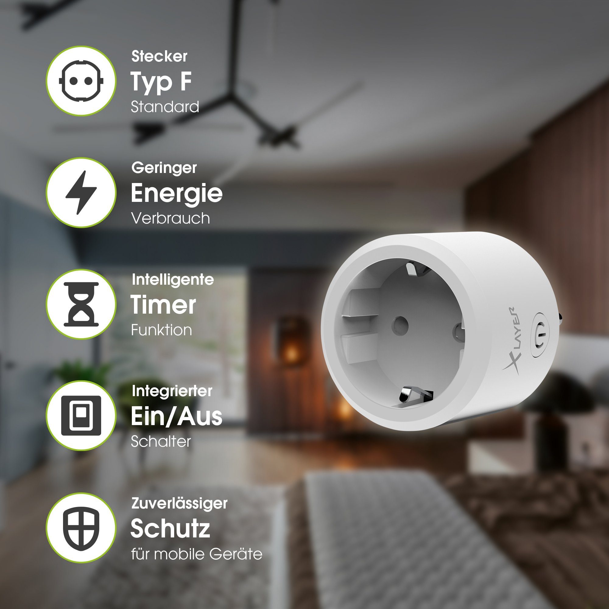 XLAYER WLAN-Steckdose WLAN XLayer Smart Echo Single Weiß