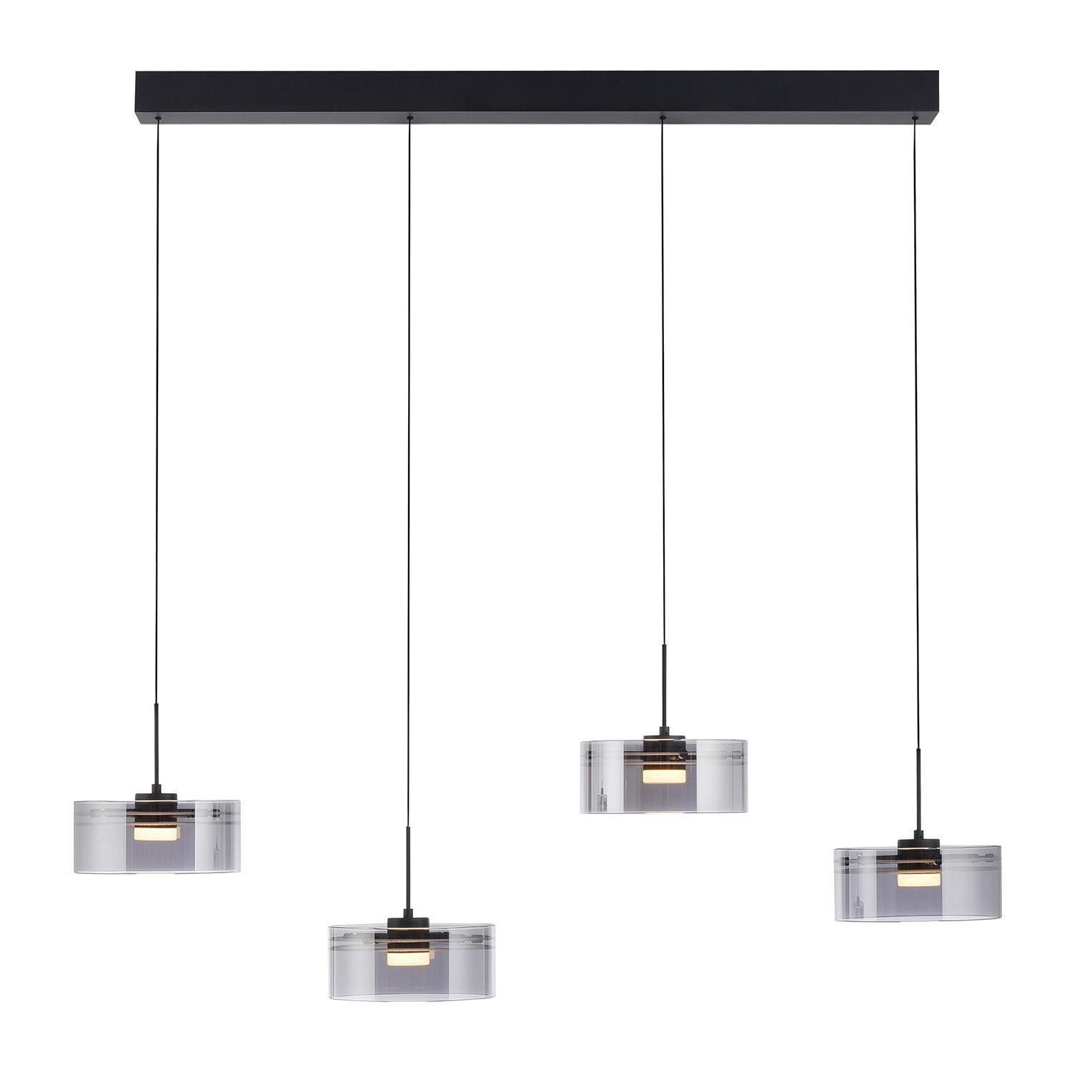 Paul Neuhaus LED Pendelleuchte KARENA, 4-flammig, Schwarz, Rauchglas, Metall, Höhenverstellbar, LED fest integriert, Extra-Warmweiß, Rauchglas, B 110 x H 180 x  – Bild 4 von 4