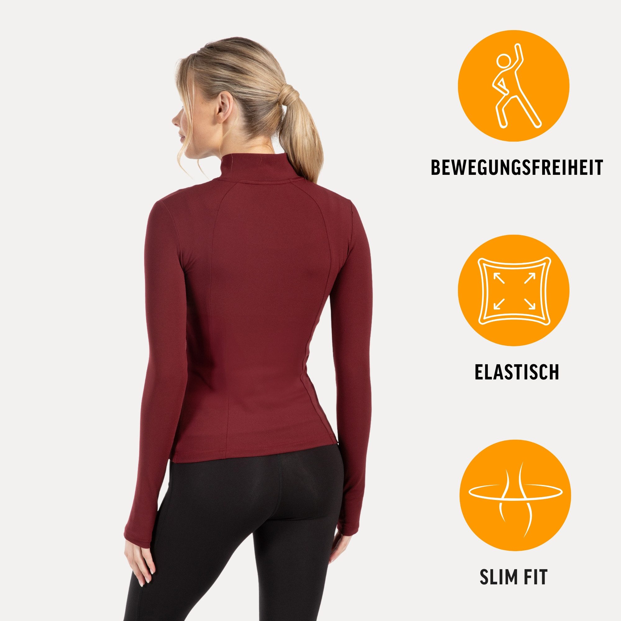 Smilodox Trainingsjacke Kenna Gold, Figurbetonte Sportjacke mit 3D Rubber Print, Stehkragen Goldener Reißverschluss formende Nähte atmungsaktive Laufjakce