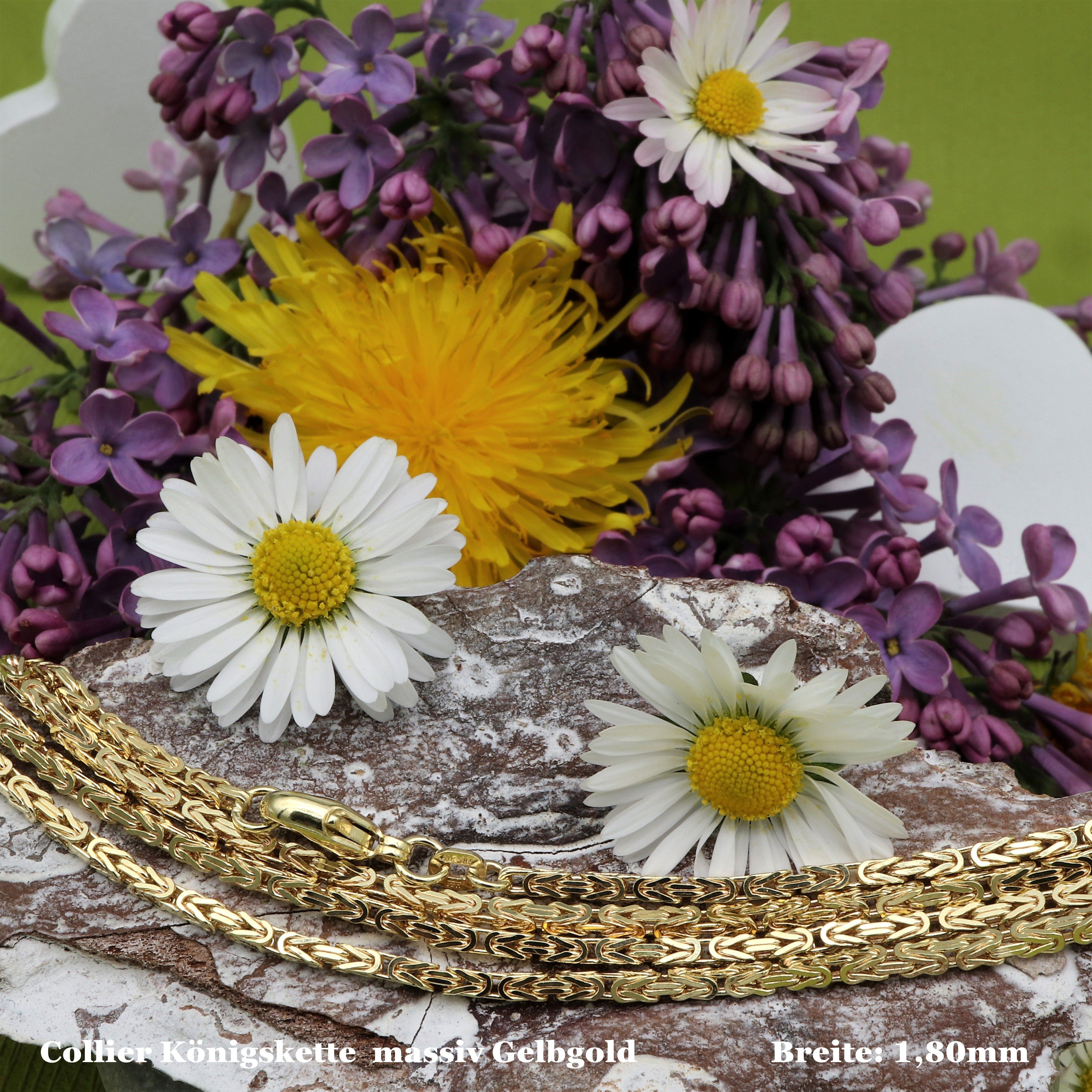 G & J Collier Königskette 333/8K oder 585/14K Gold 1,8mm 45-60cm Damen Halskette, Made in Germany – Bild 5 von 5