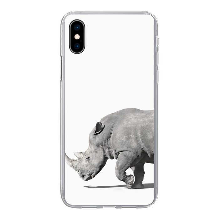 MuchoWow Handyhülle Rhinozeros - Tiere - Weiß Handyhülle Apple iPhone Xs Smartphone-Bumper Print Handy