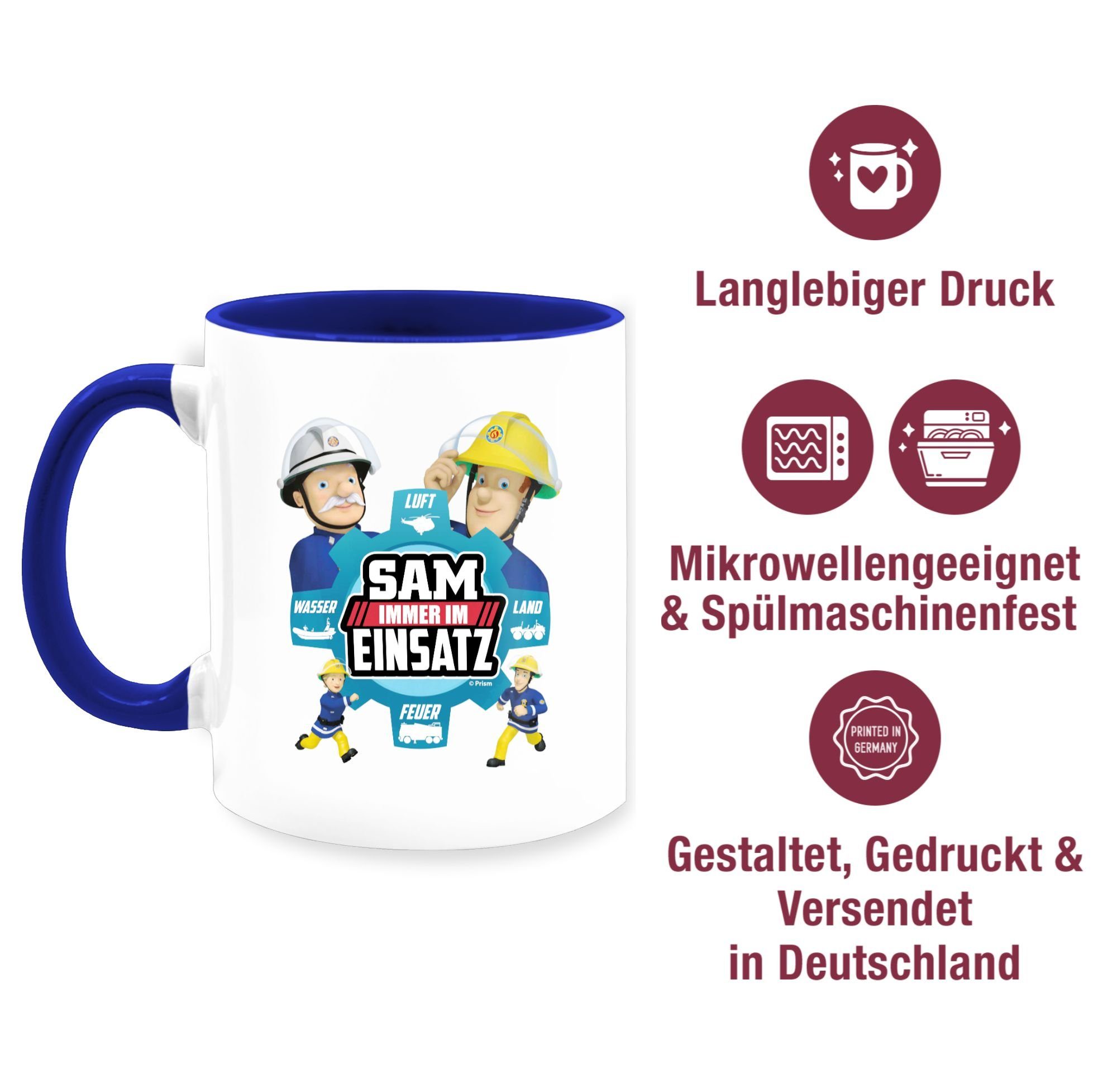 Sam Sam Feuerwehrmann Immer im Einsatz, Dunkelblau - Tasse Tasse Shirtracer 3 Keramik,