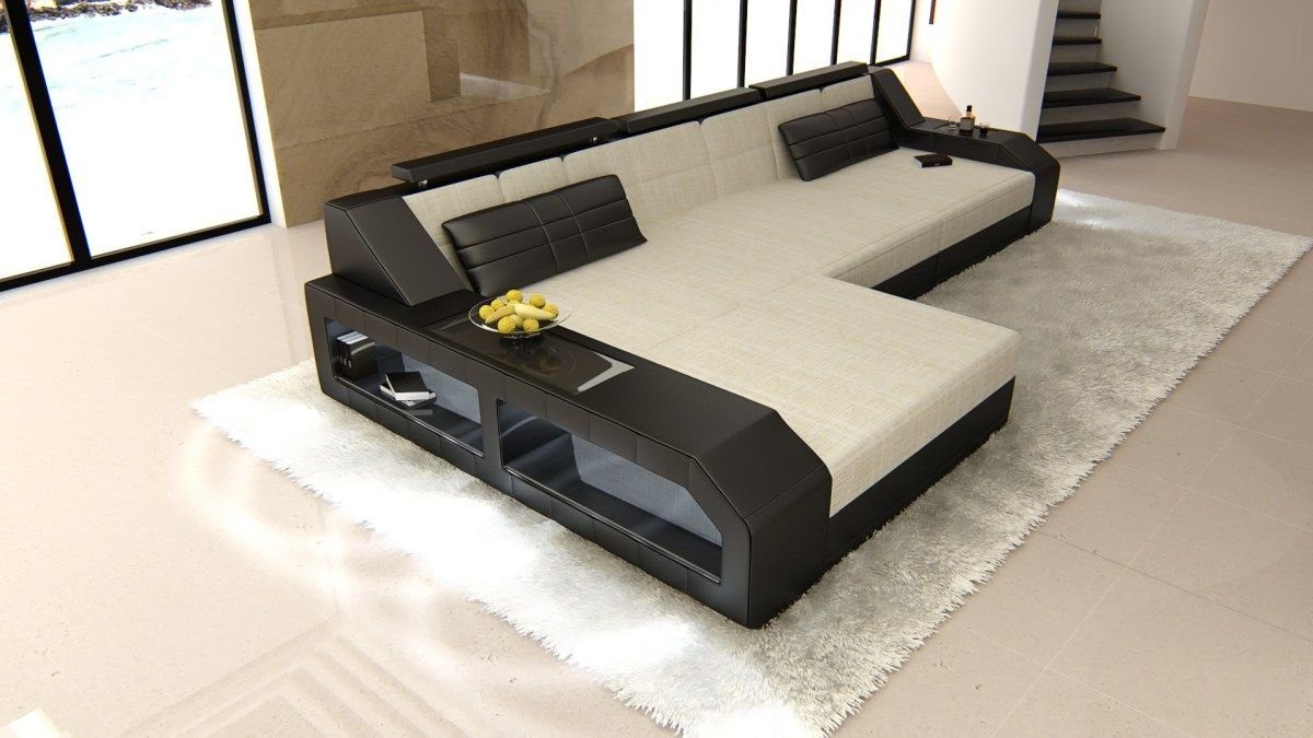 Sofa Dreams Ecksofa Stoffsofa Polster Couch Arezzo L Form Stoff Polstersofa, mit LED, wahlweise mit Bettfunktion als Schlafsofa, Designersofa