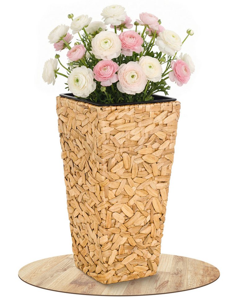 VIVANNO Pflanzkübel Wasserhyazinthe WILD Säule - Natur Geflochten (1 St), 28x28x60 cm