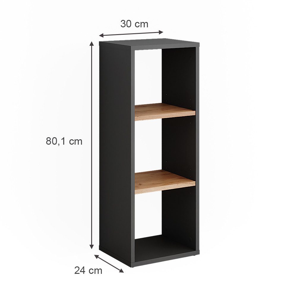 Vicco Bücherregal Orlando, Anthrazit/Goldkraft Eiche, 30 x 80.1 cm günstig online kaufen