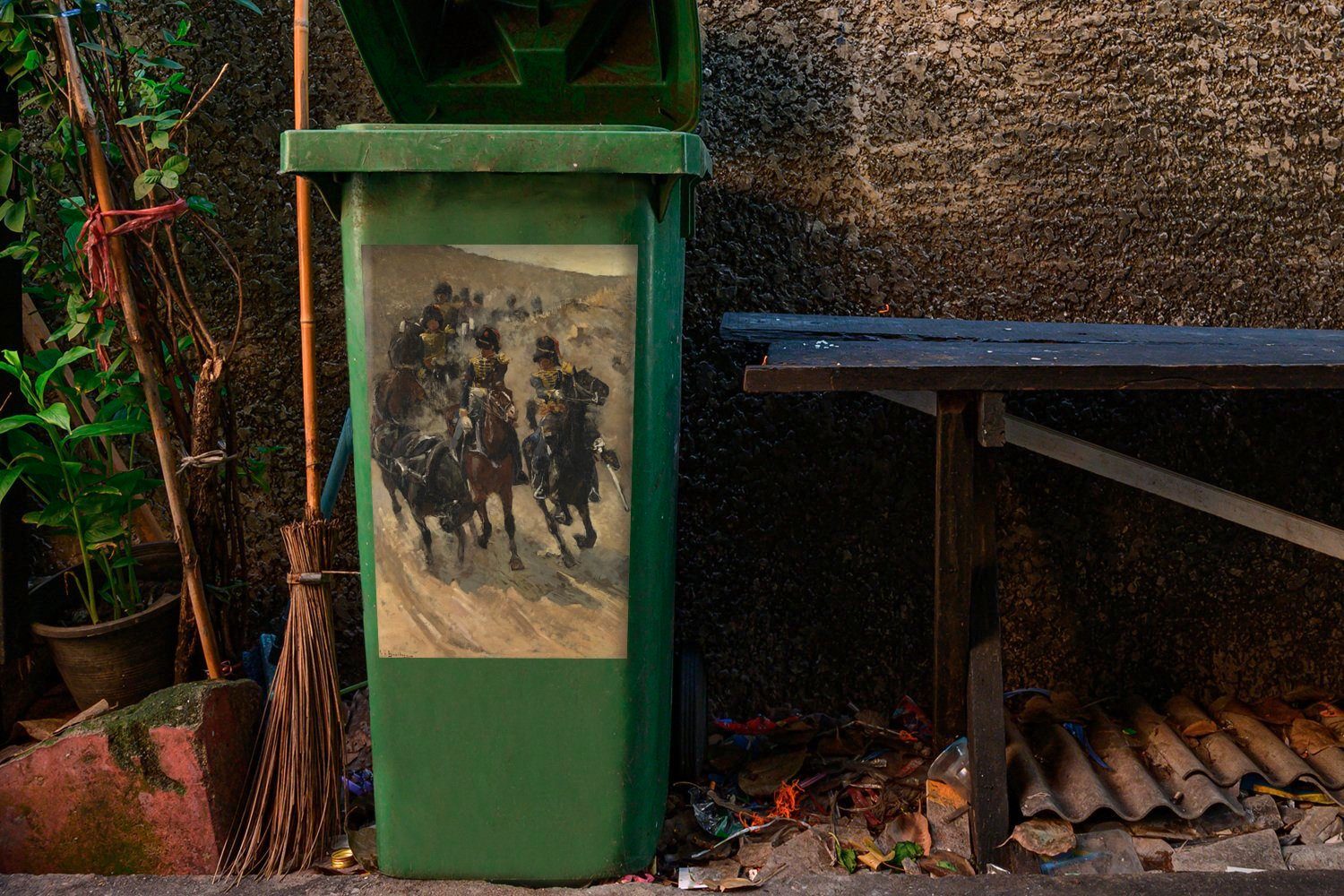 Mülltonne, Sticker, Die (1 - Reiter Hendrik St), von MuchoWow Gelben Gemälde Mülleimer-aufkleber, Wandsticker Container, Breitner Abfalbehälter George