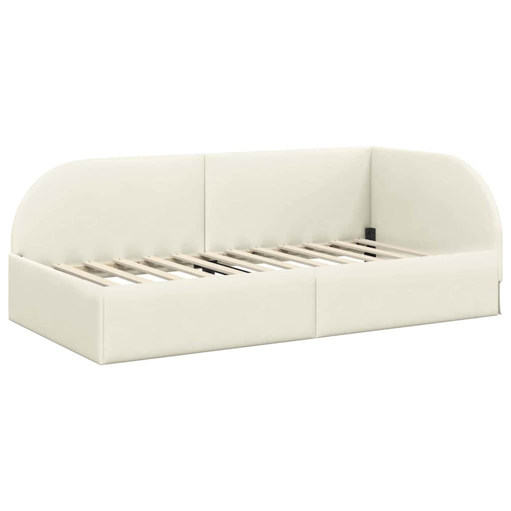 vidaXL Bett Eckbettgestell mit Kopfteil Creme 100 cm x 200 cm Stoff (1-tlg) günstig online kaufen
