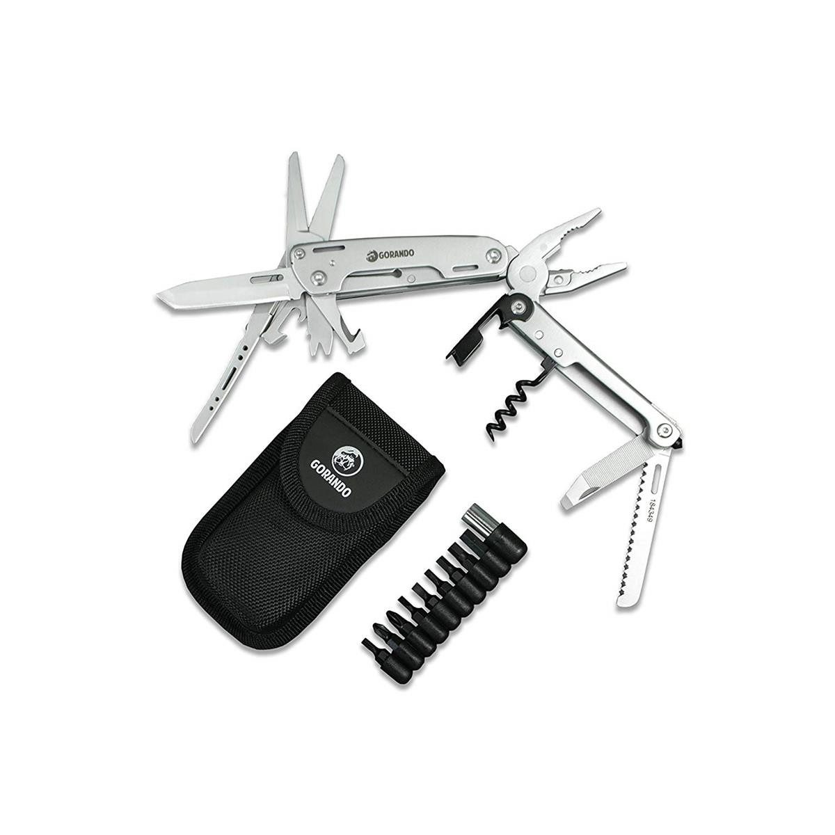 GORANDO Multitool Multitool 16in1 Taschen-Messer Multifunktions-Edelstahl-Werkzeug