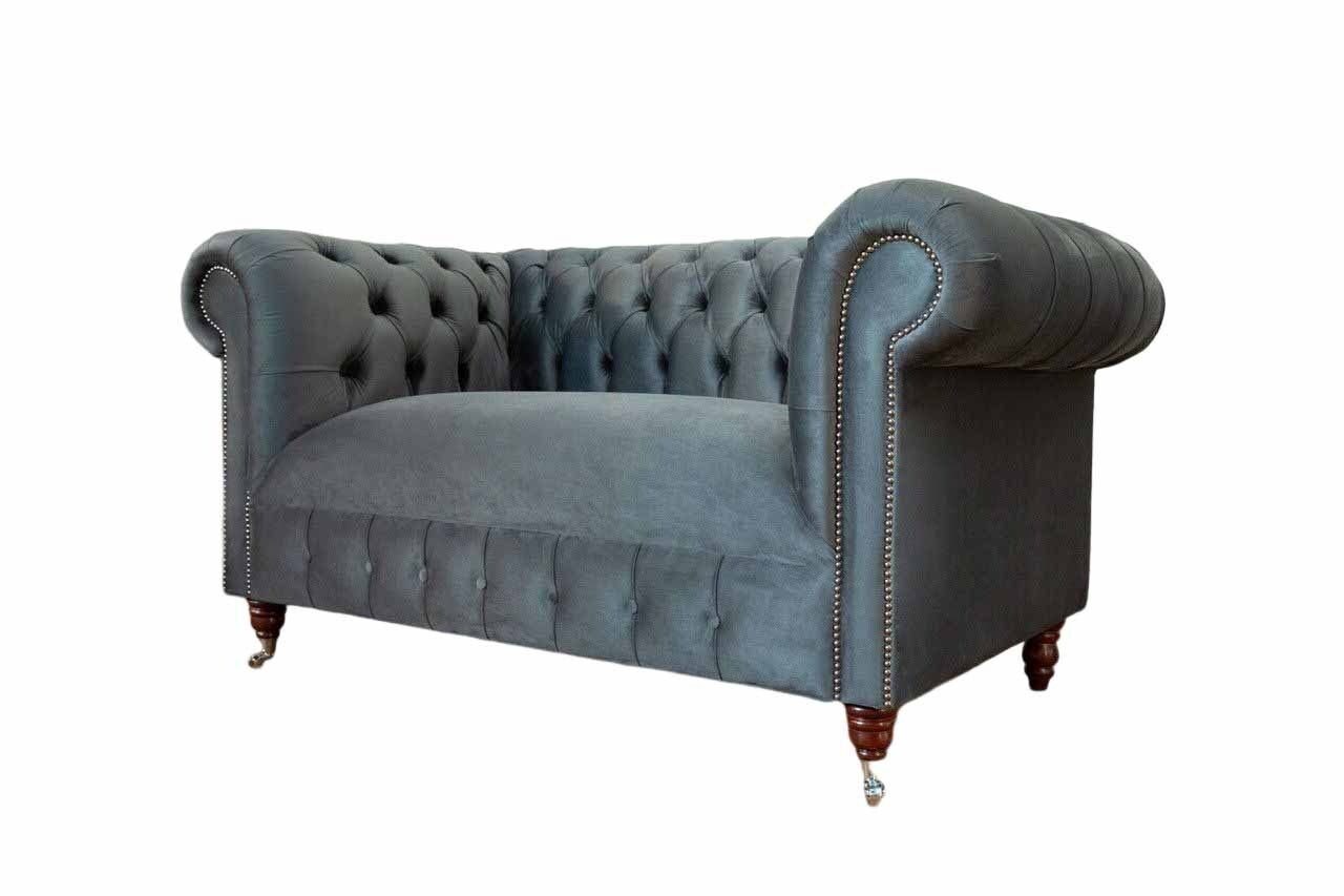 JVmoebel Sofa Sofa Made 2 In Luxus, Sitzer Polster Textil Europe Design Sofa Graublaue Chesterfield