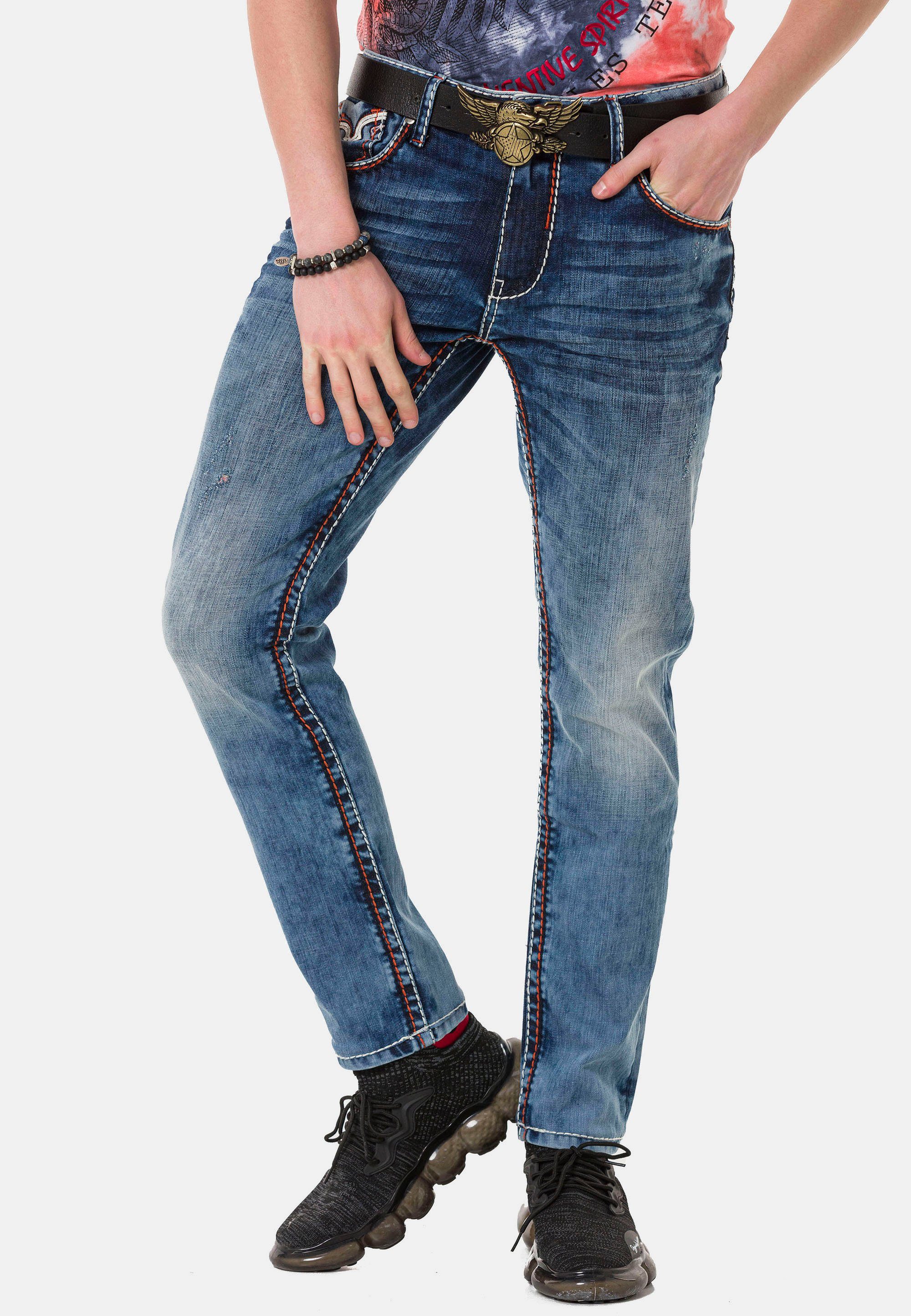 & Cipo Baxx kontrastfarbenen Straight-Jeans mit Nähten