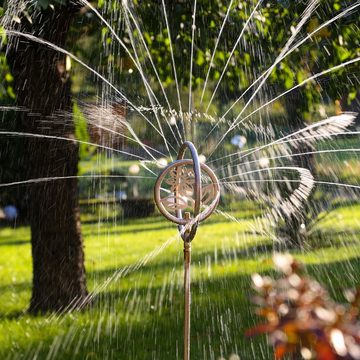 MARELIDA Wasserspiel Rasensprenger BLUME Edelstahl Sprinkler rotierende Ringe Erdspieß