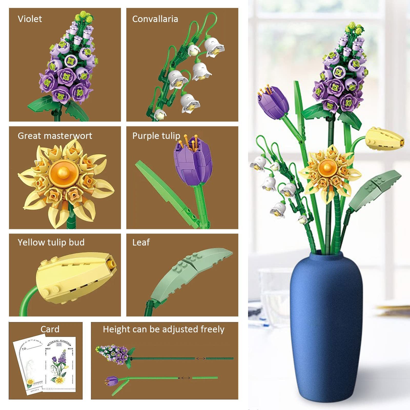 Kunstblumenstrauß Bouquet Building Set 534PCS Spielbausteine günstig online kaufen