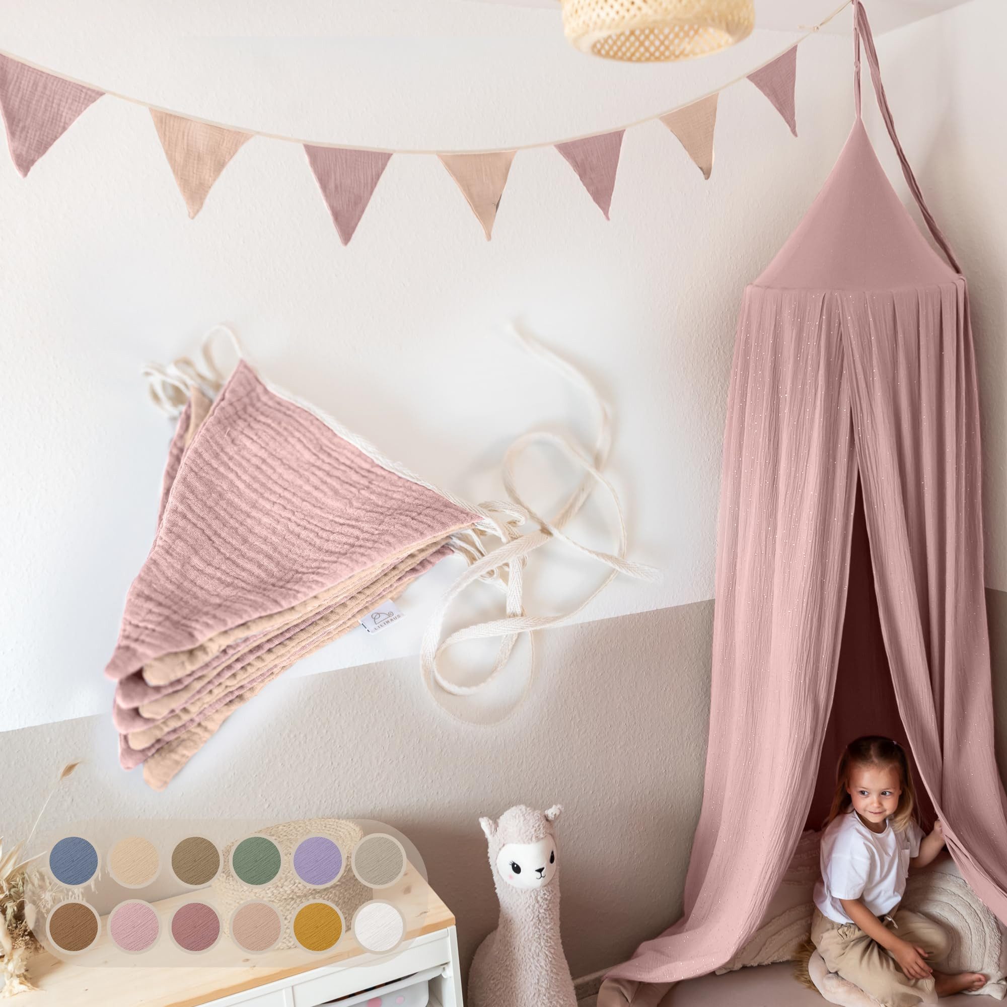 lilimaus Wimpelkette Handgemachte Wimpelkette für Kinderzimmer aus Musselin günstig online kaufen