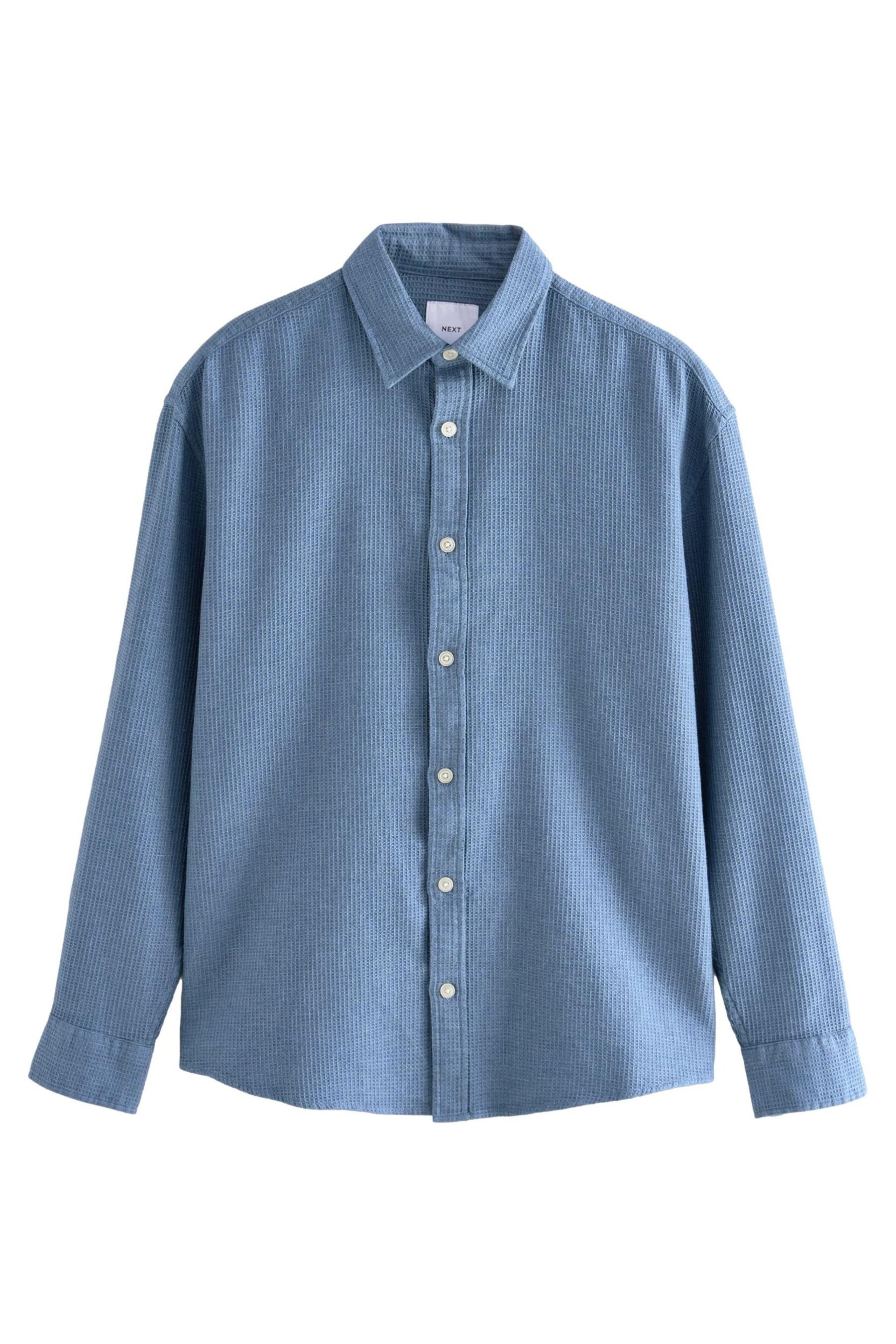 Langarmhemd Langarm-Hemdjacke mit Waffelstruktur, Baumwolle