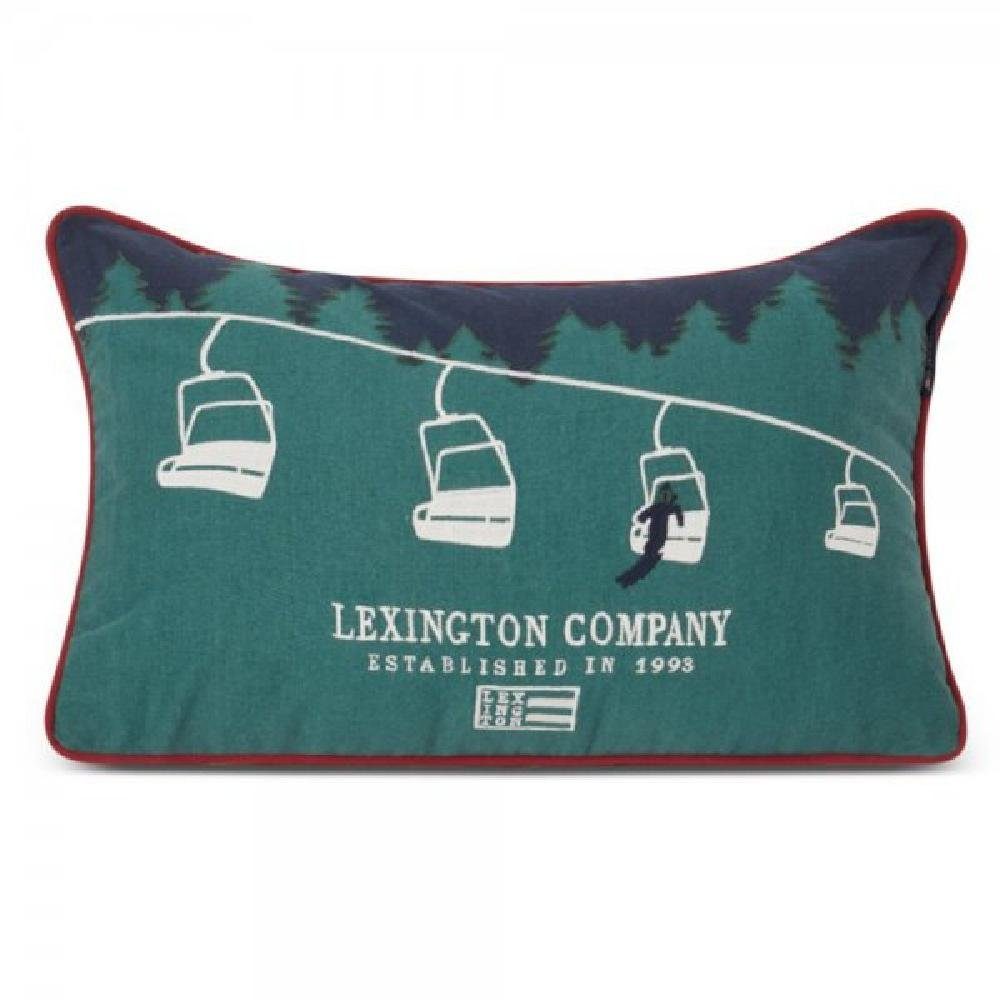 Kissenhülle LEXINGTON Kissen Ski Lift Organic Cotton Twill Green Blue (30x50), Lexington