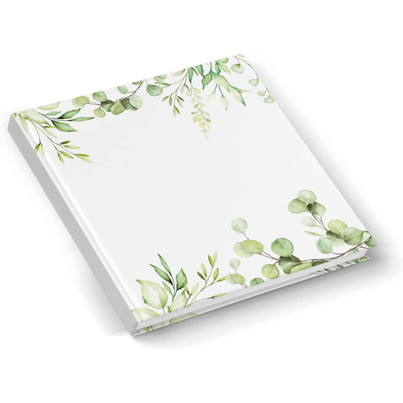 Logbuch-Verlag Dekofigur Gästebuch Notizbuch personalisierbar grün weiß Eukalyptus 21 x 21 cm