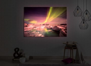 lightbox-multicolor LED-Bild Gewaltiges Polarlicht front lighted / 60x40cm, Leuchtbild mit Fernbedienung
