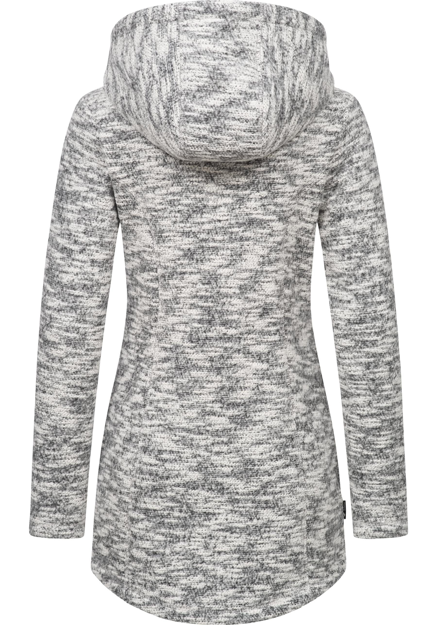 Ragwear Longstrickjacke Leysha Melange Sportliche Kapuzenjacke in melierter Strick-Optik