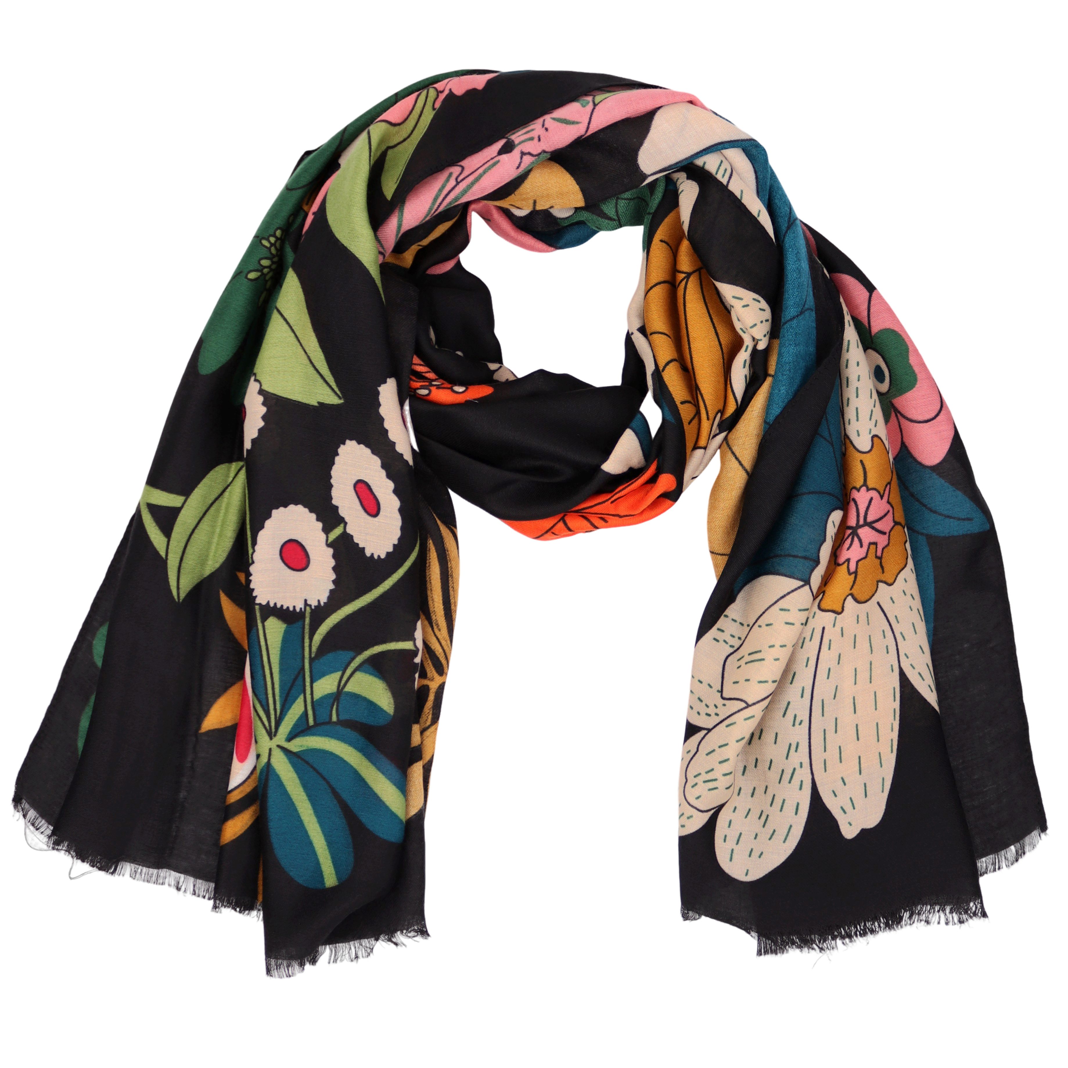 MIRROSI Modeschal Weich XXL ca.85x180cm Schal Bunt Blumen, (Kollektion Herb günstig online kaufen