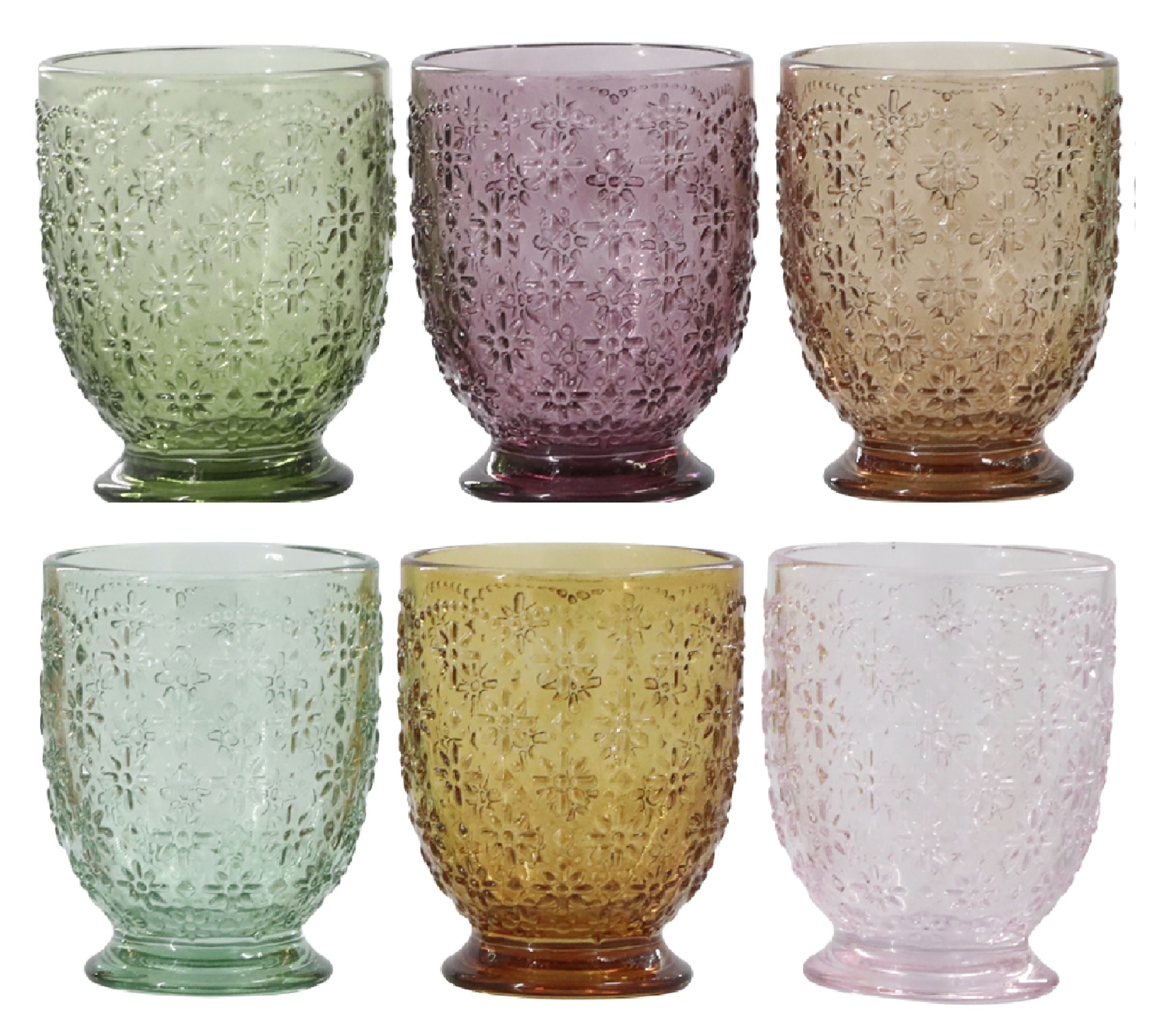 Chic Antique Gläser-Set Chic Antique - 6x Trinkgläser Wassergläser Saftgläser 250ml Bunt, Glas