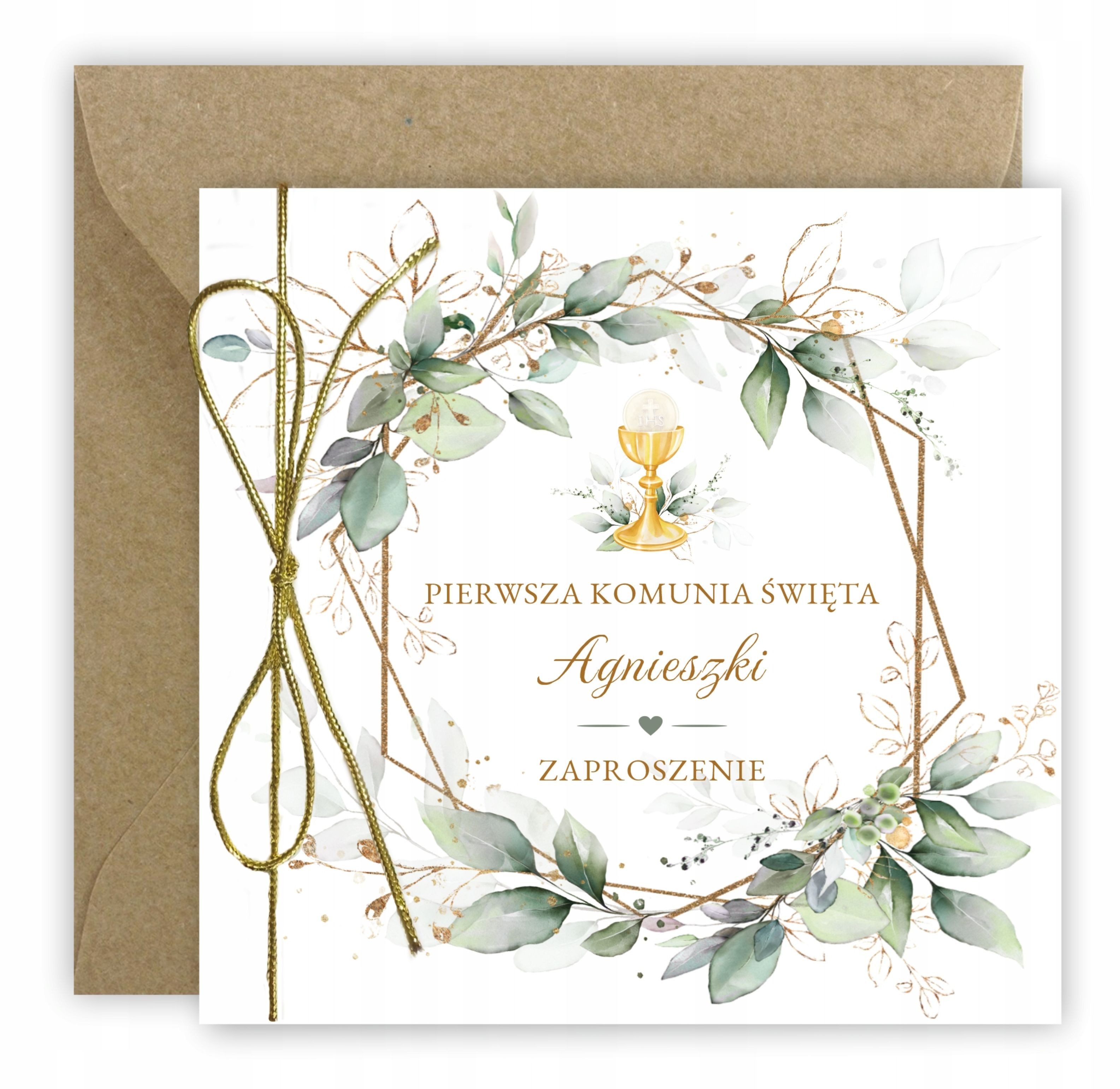 Festivalartikel Einladungskarten Einladung Kommunion + Name + Umschlag + Schnur für Jungen/Mädchen