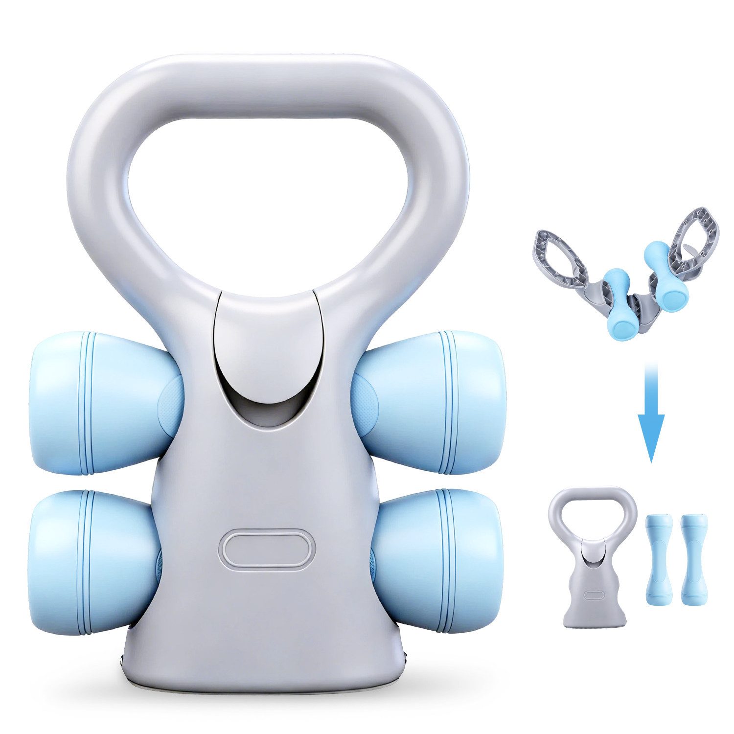 CkeyiN Pro Hantel-Set 2-in-1 Kugelhantel & Hantel Set,Verstellbare Set(0.8KG-2KG-4KG), (Gusseisen + Kunststoffgehause), 2*2 KG,Yoga-Übung, Aerobic, Kerntraining