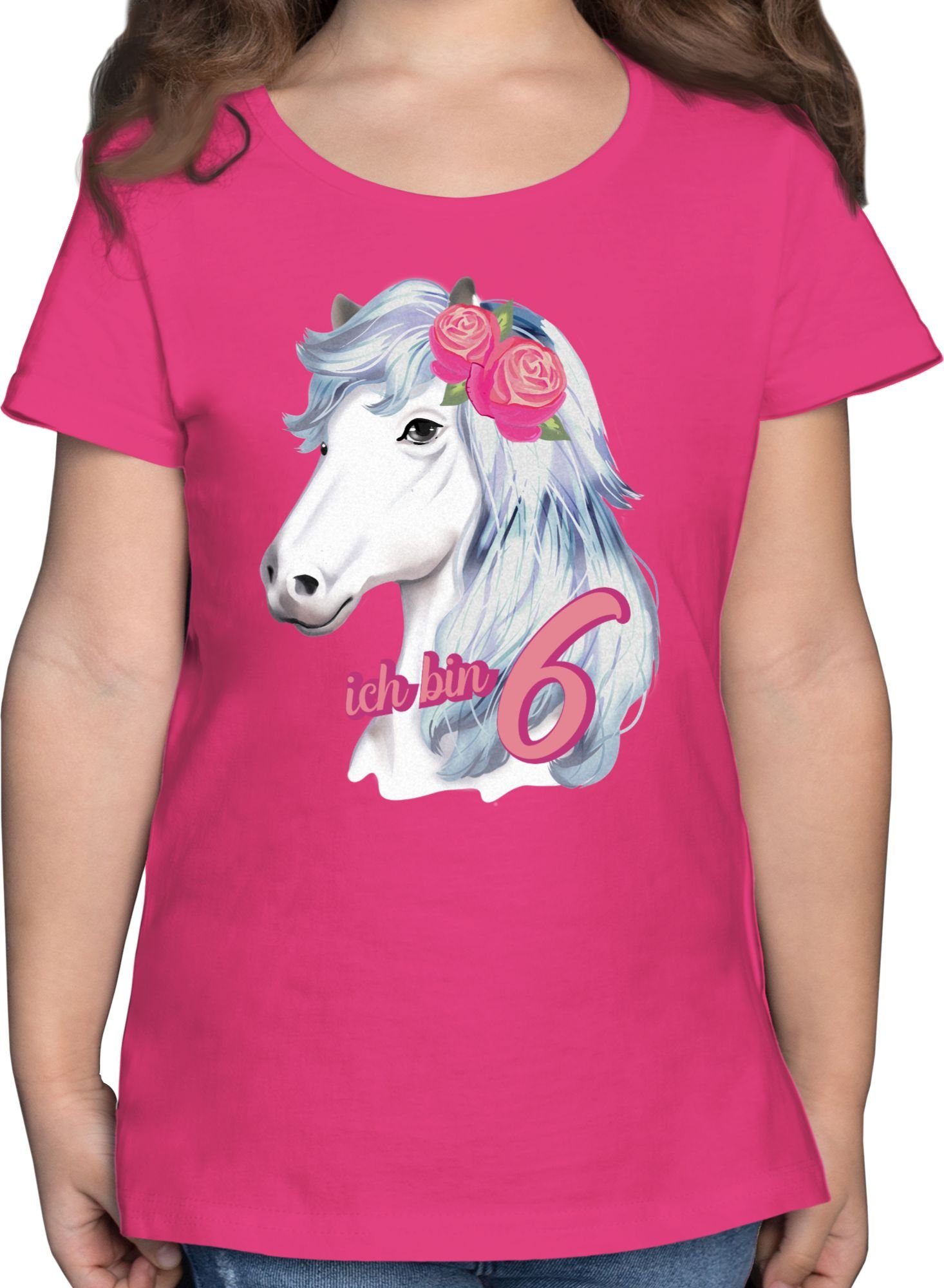 Shirtracer TShirt »Ich bin sechs Aquarell Pferd 6. Geburtstag