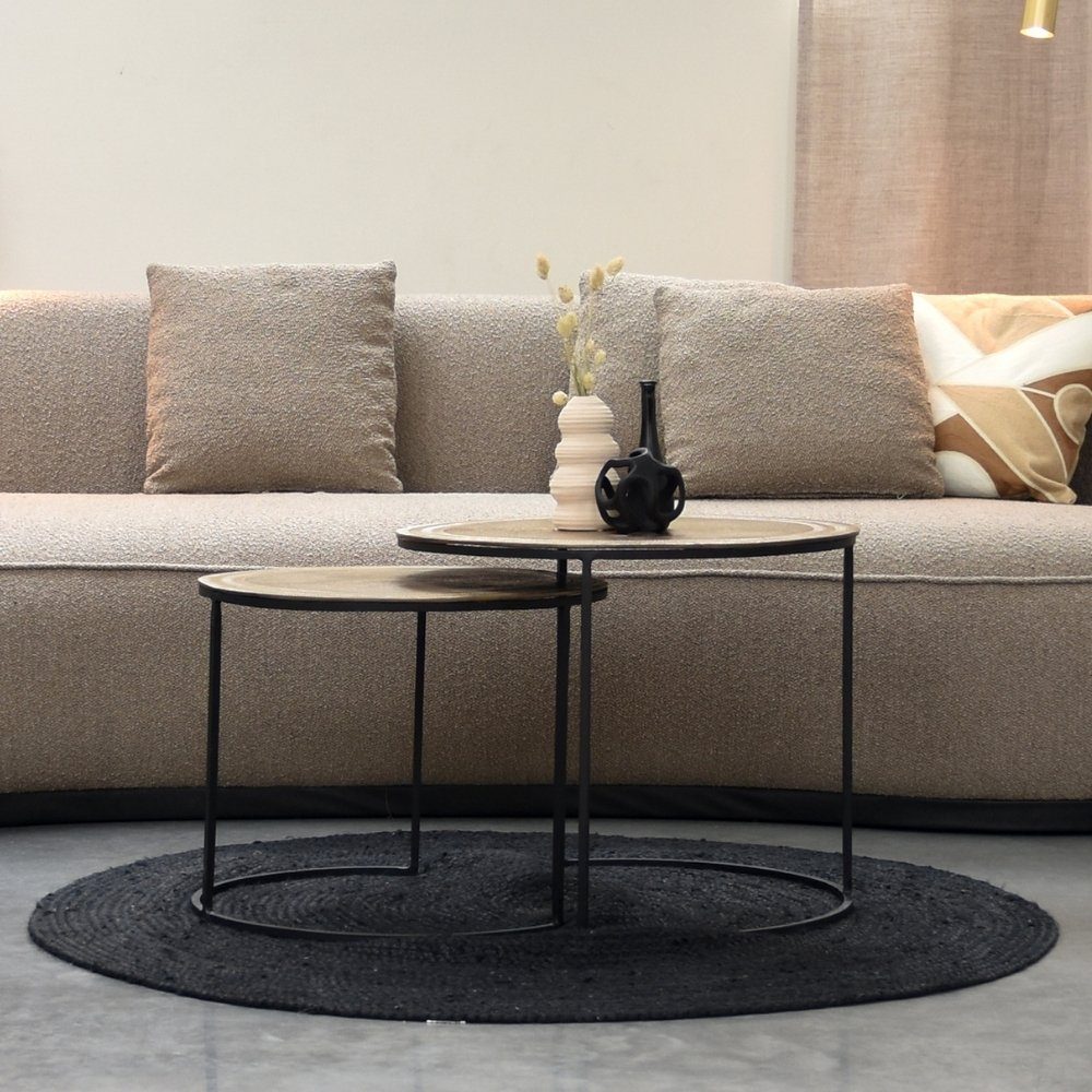 Couchtisch Möbel Beistelltisch aus 450x550mm, in 2er-Set Metall Gold Lari RINGO-Living