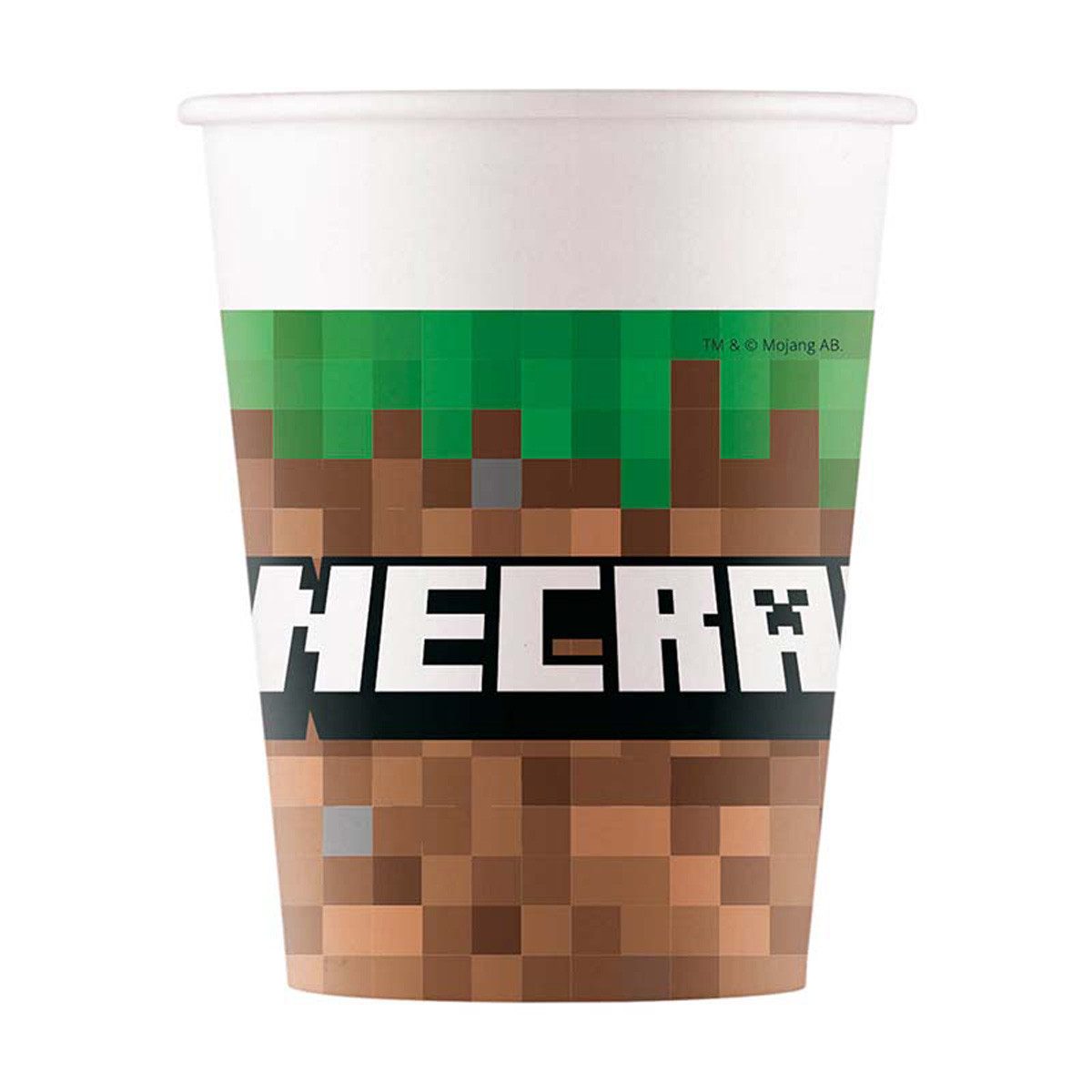 Procos Einwegbecher Pappbecher Minecraft 200ml/8Stk. FSC, Papier, Pappe