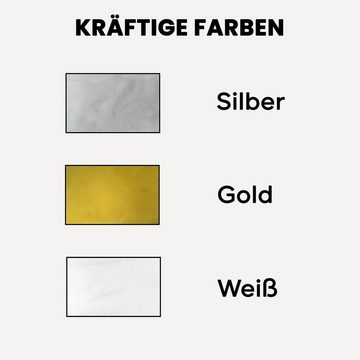Belmique Malkreide Kreidemarker, (3er Pack, Ideal als Kreidestifte, Tafelstifte, Folienstifte, Fensterstifte), Gold, Silber, Weiß