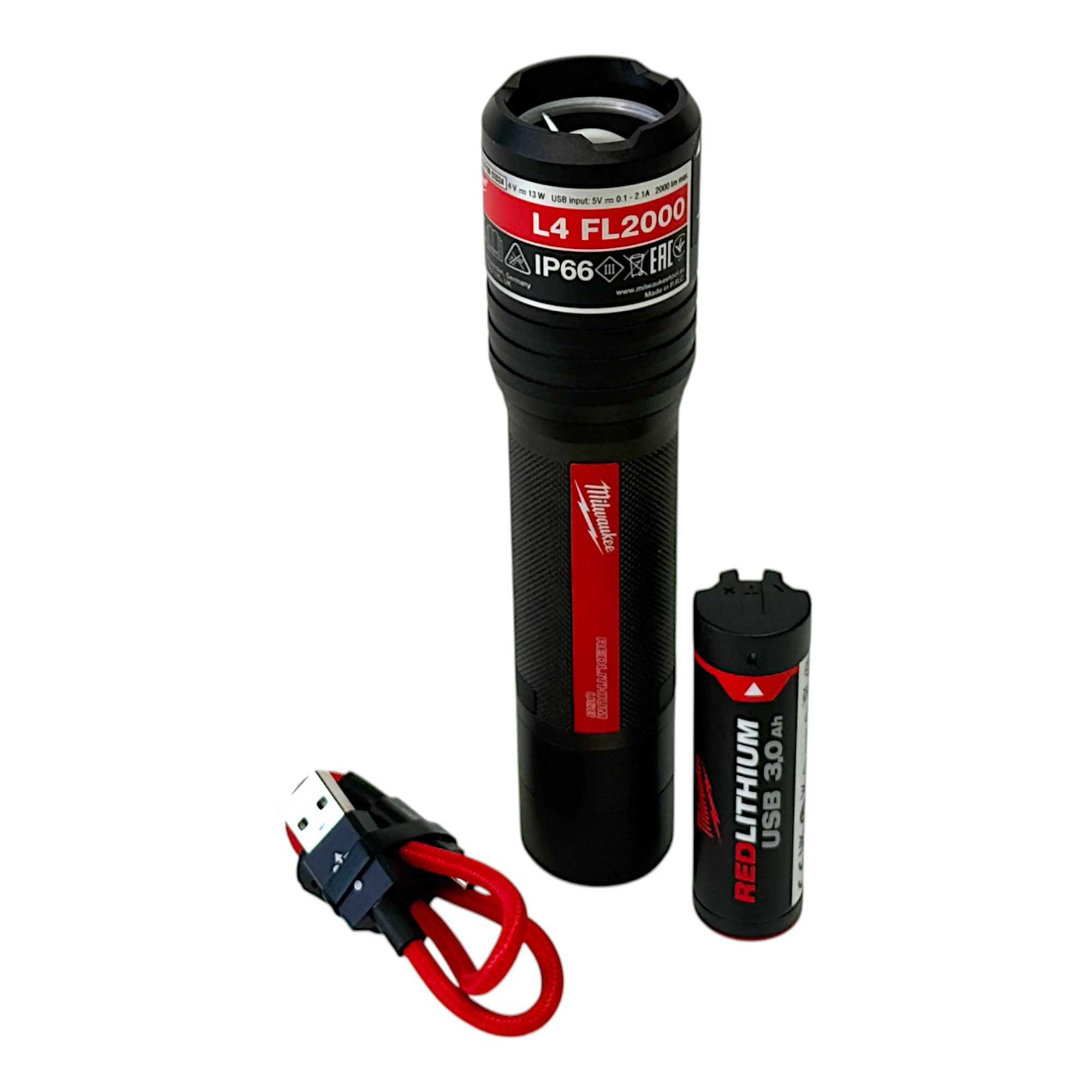 Milwaukee Baustrahler L4 FL2000-301 Akku Taschenlampe IP 66 2000 Lumen USB (4933479637)