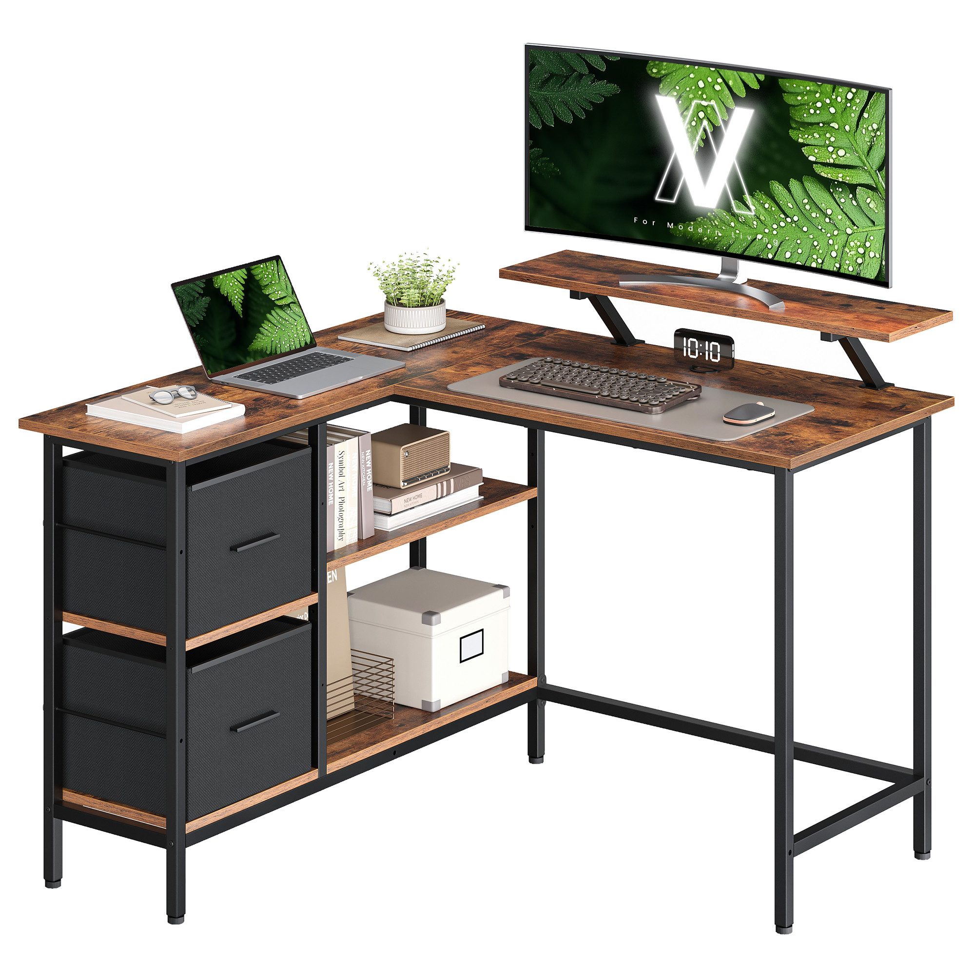 VASAGLE Eckschreibtisch Schreibtisch, L-Form, mit verstellbarer Ablage und günstig online kaufen