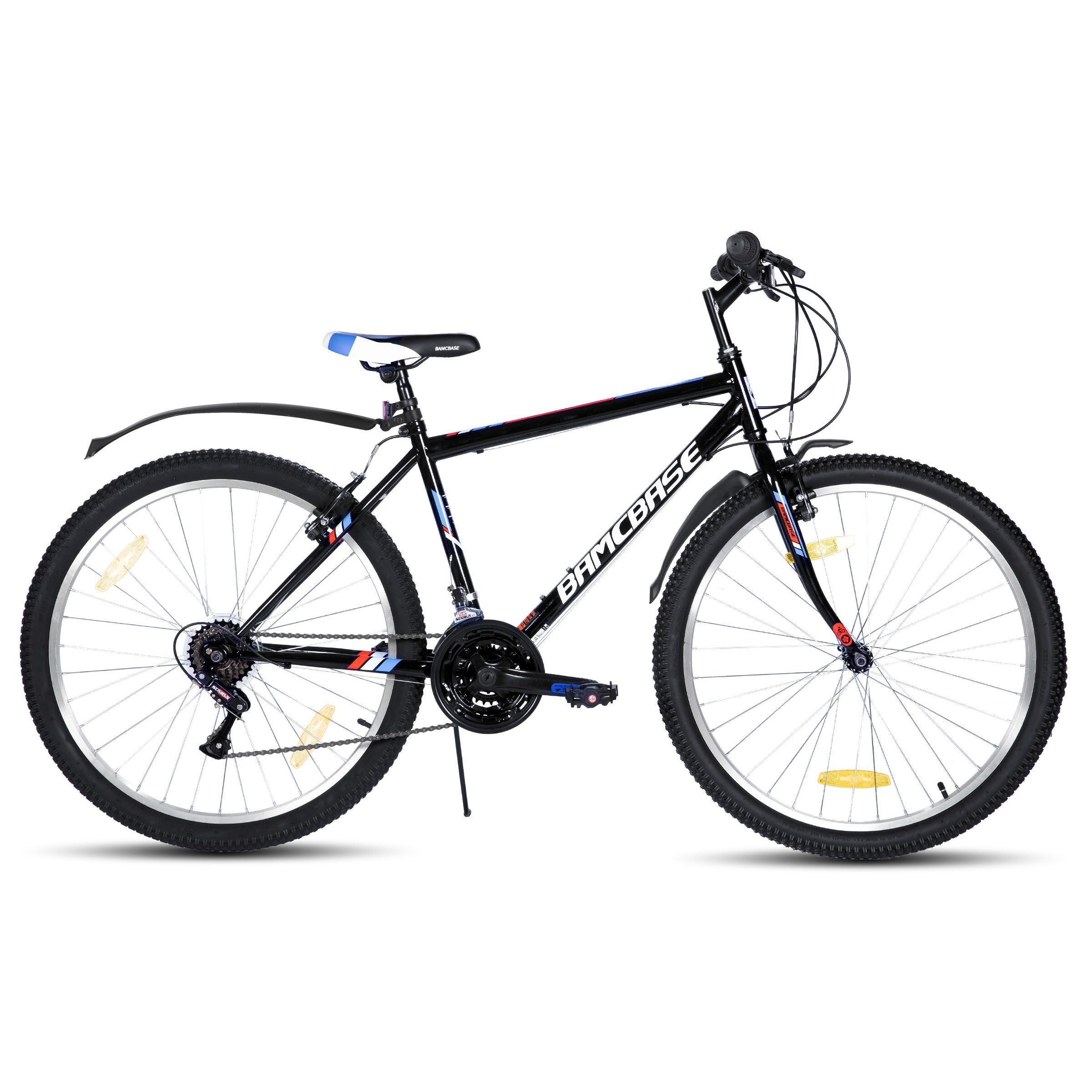 HILAND Mountainbike 24 26 Zoll MTB Fahrrad für Jugendliche & Erwachsene, Studentenpendeln, mit Doppel-V-Bremse, 18-Gang, High Carbon Stahlrahmen
