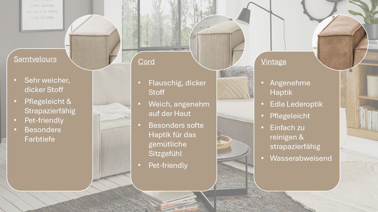 Home affaire Ecksofa SHERWOOD L-Form, 267 cm - OTTO. Verlässliche Qualität., Schlaffunktion mit Bettkasten (210x136 cm), Cord, Vintage, Samtvelours