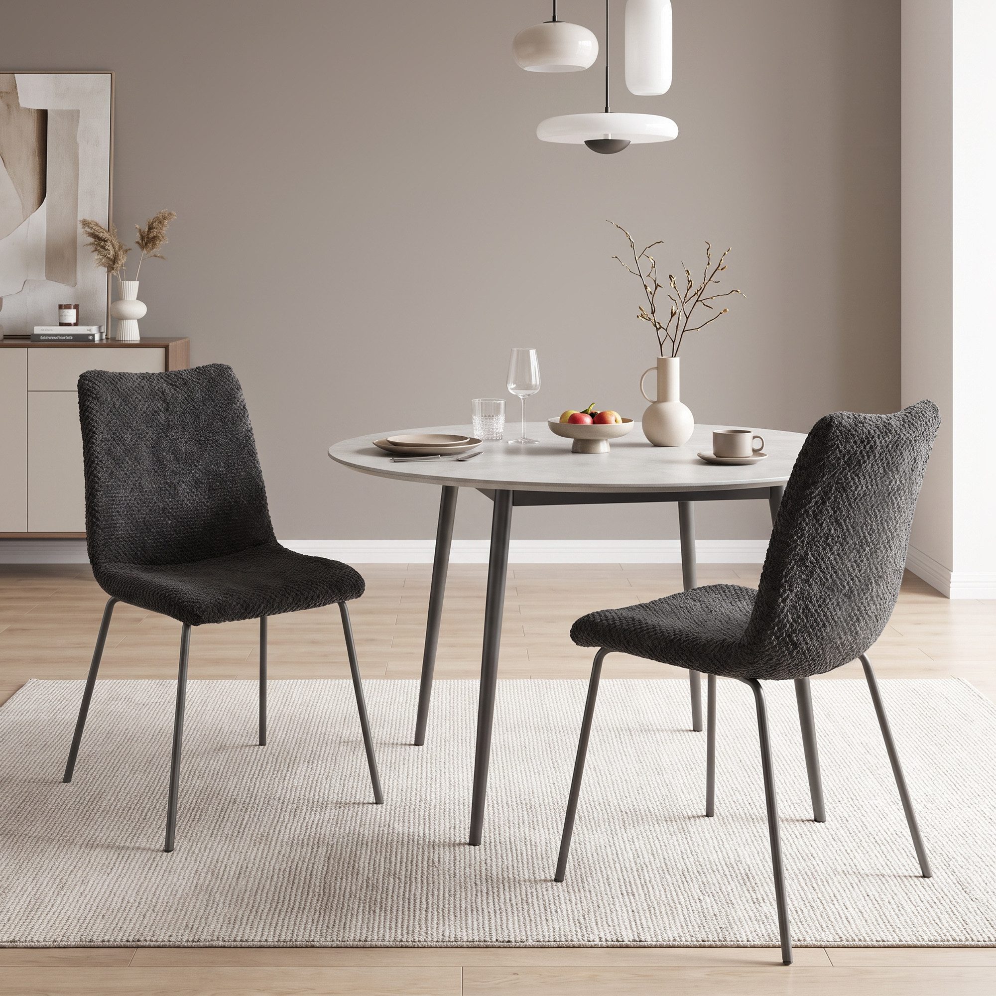 HOMCOM Esszimmerstuhl Küchenstühle mit Metallbeinen (Set, 2 St), 2er Set, Samtbezug