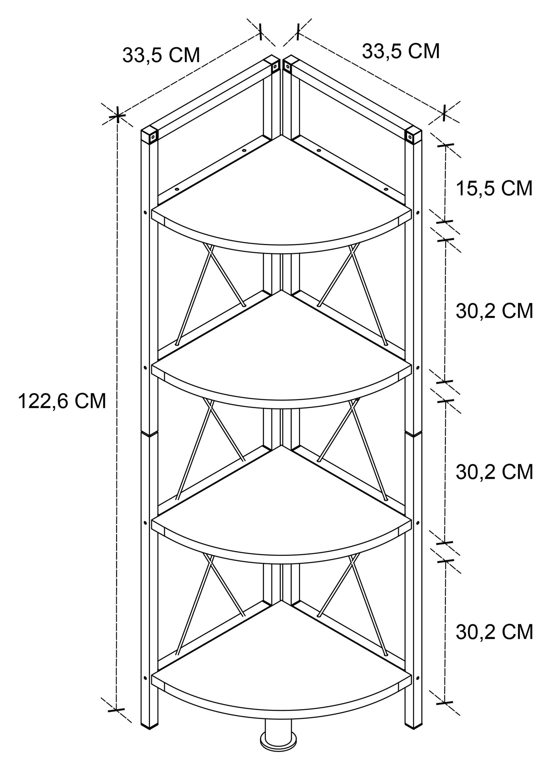 VCM Standregal Holz Metall Eckregal Bücher Regal Insasi 4fach
