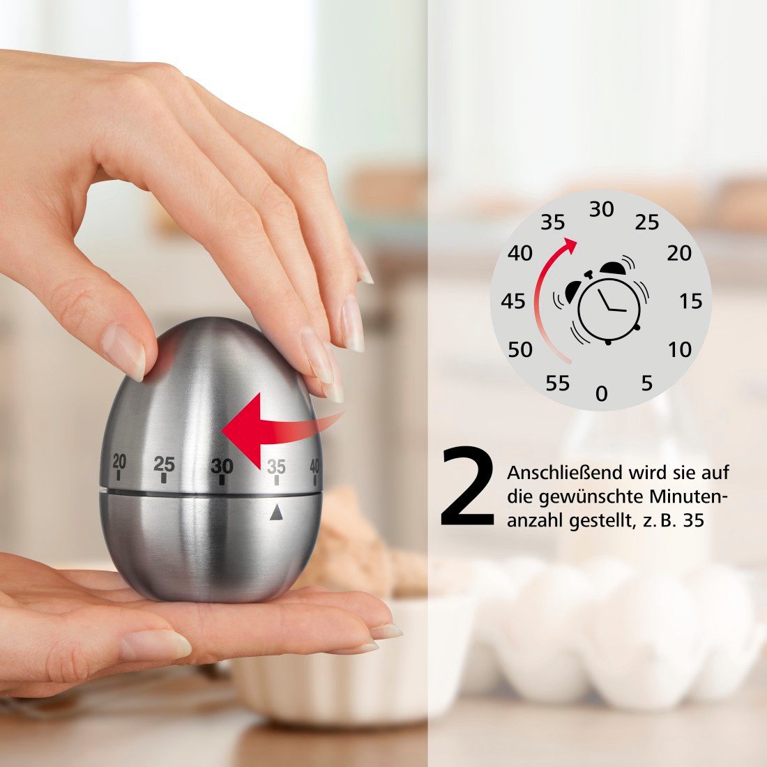 Xavax Küchentimer Eieruhr Küchentimer Kurzzeitmesser Kurzzeitwecker Edelstahl