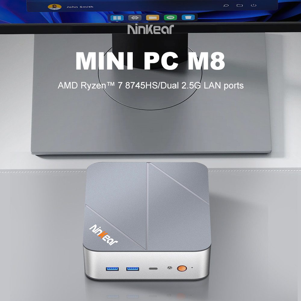 Ninkear M8 AMD Ryzen 7 8745HS 8 Kerne, bis zu 4,9 GHz Mini-PC (AMD, 16 GB RAM, 1024 GB SSD, DP (8K) + HDMI (4K) + Type-C (4K) Triple-Display, Windows 11)