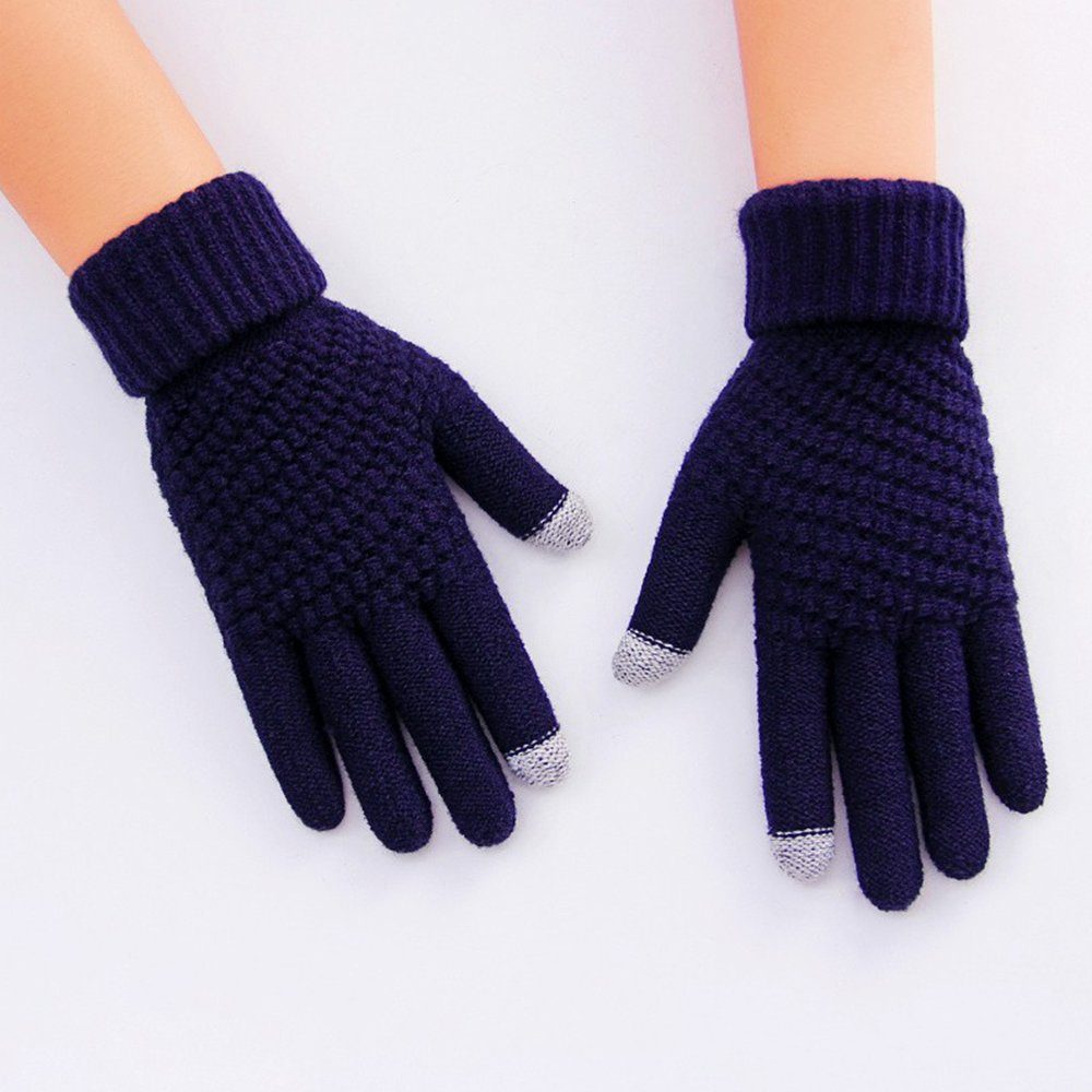 LAPA HOME Strickhandschuhe Damen Touchscreen Winterhandschuhe Warme Elastizität Sporthandschuhe (Paar) Outdoor Strick Handschuhe für Täglich, Radfahren und Freizeit Marineblau -2