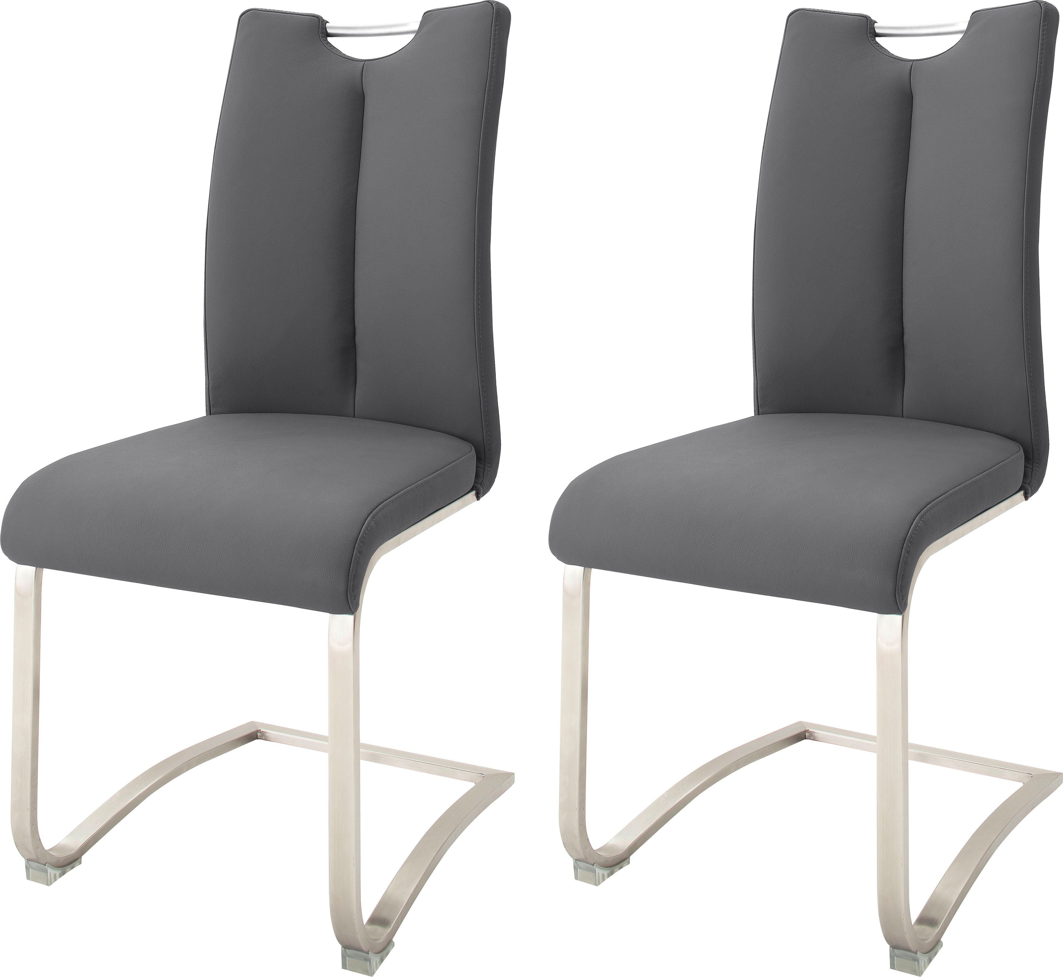 MCA furniture Freischwinger Artos (Set, 2 St), Stuhl mit Echtlederbezug, bis 140 Kg belastbar Grau/Edelstahl | Grau | Freischwinger
