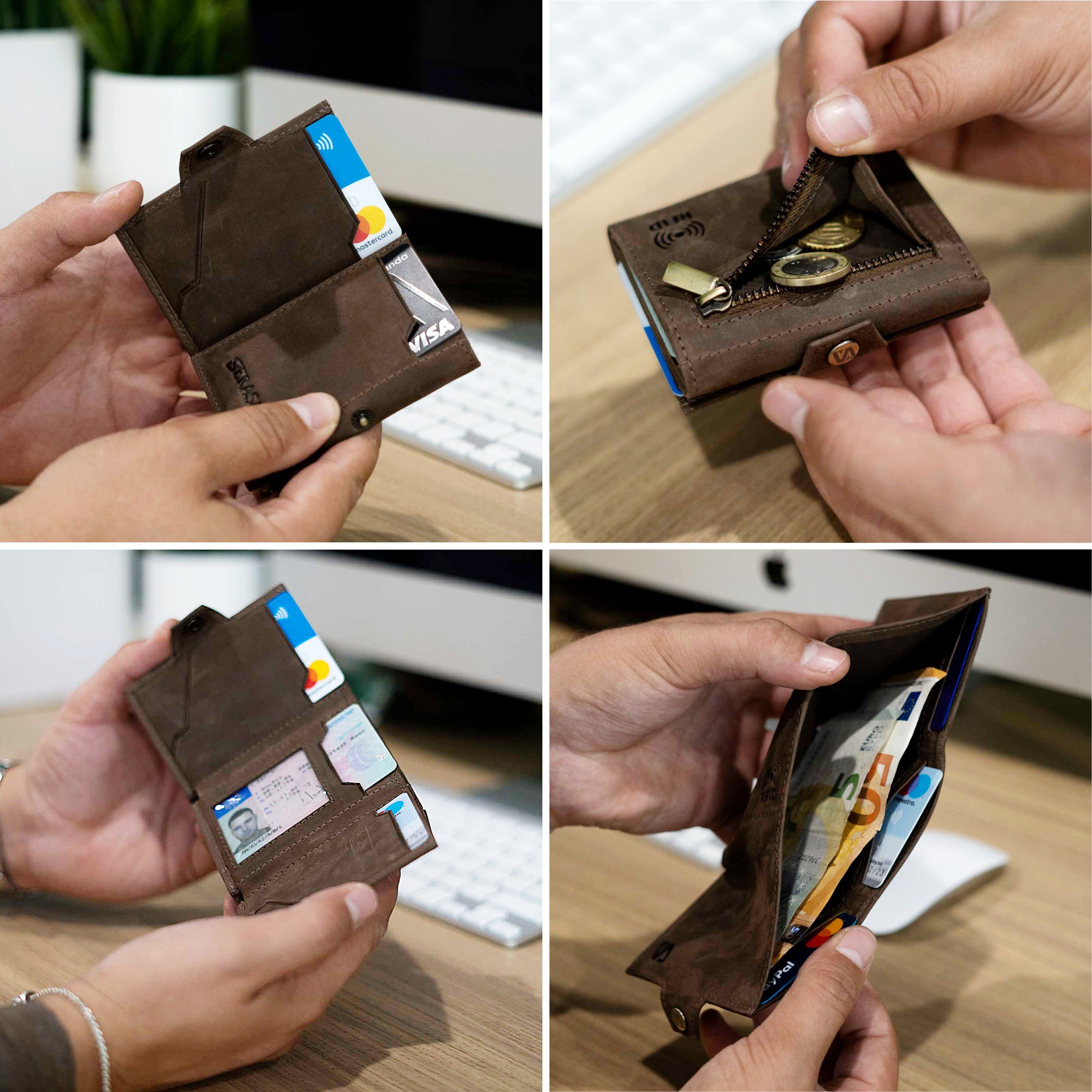 mit Geldbörse SERASAR Münzfach Braun Geldbörse "Genius" inkl. Geschenkbox RFID-Schutz mit (1-tlg),