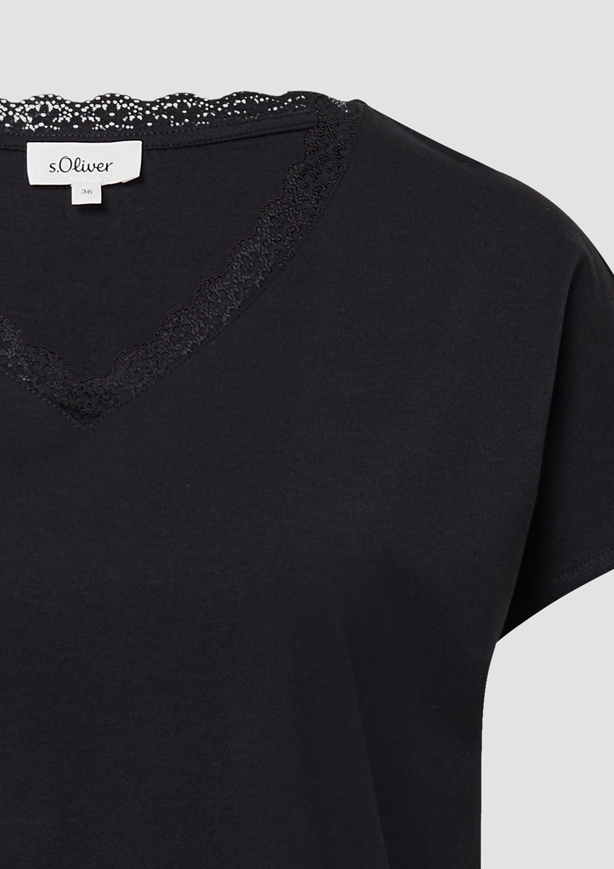 s.Oliver Kurzarmshirt T-Shirt T-Shirt mit Spitze aus Modalmix