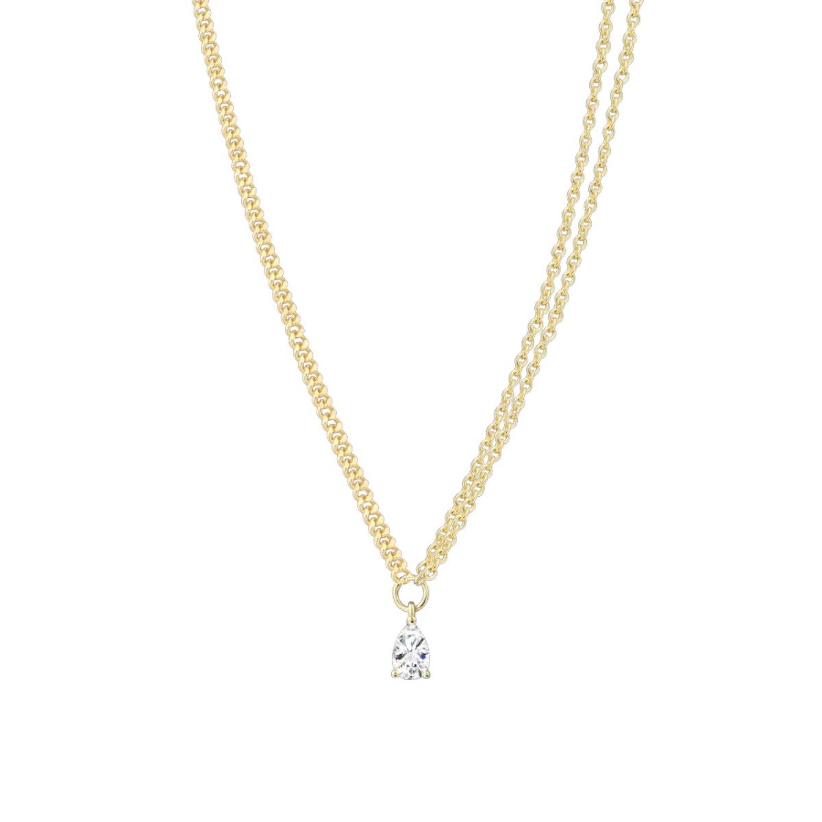 Kette mit Anhänger Halskette-Anhänger Sundown Zirkonia Silber Vergoldet XS91992G