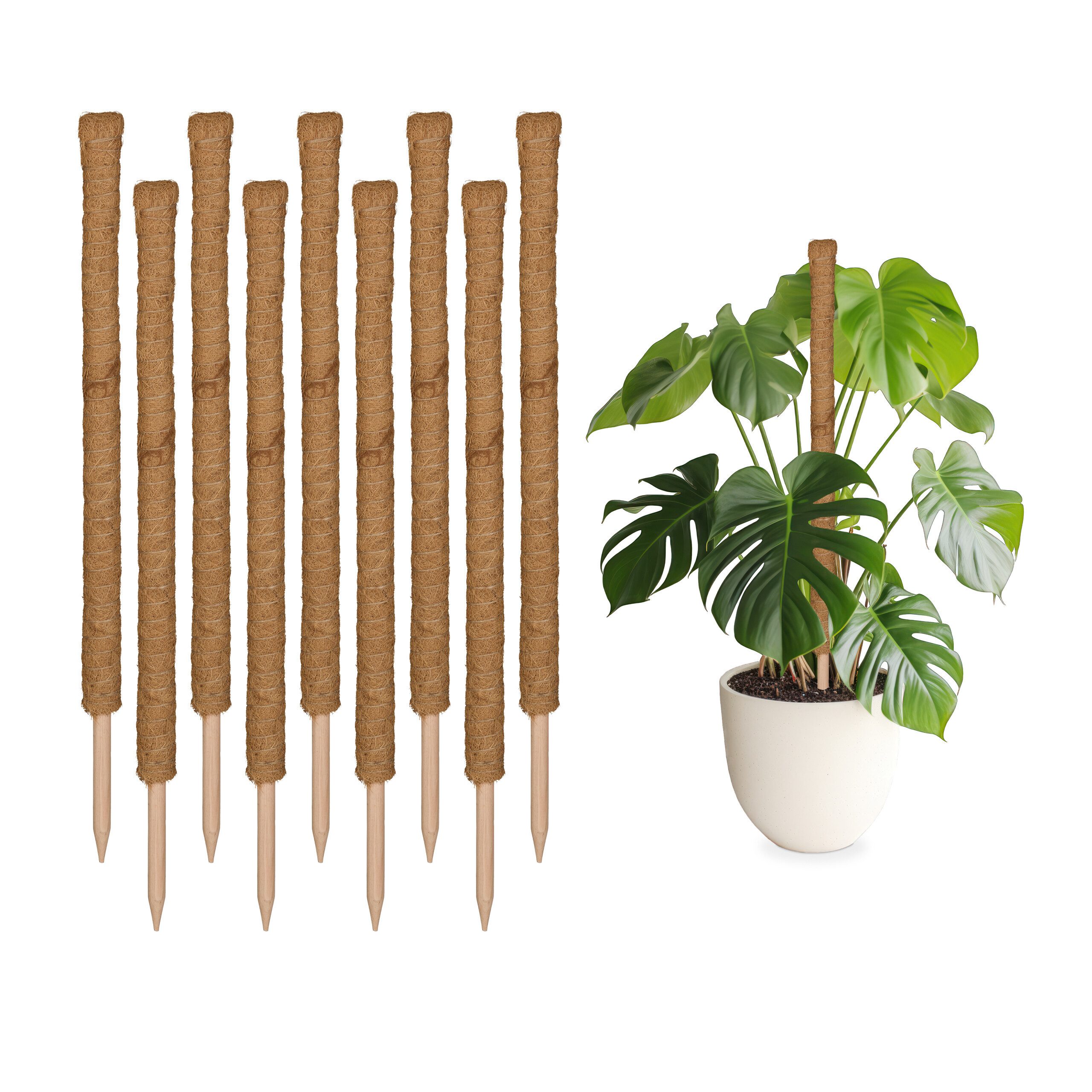 relaxdays Rankhilfe 10er Set Kokosstäbe 90 cm, 10 St. günstig online kaufen