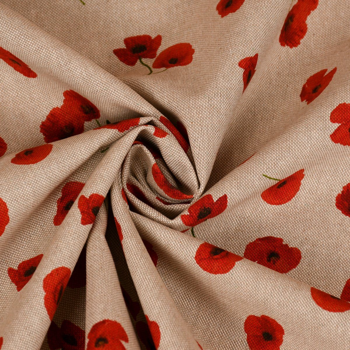 blickdicht, Mohnblüten in SCHÖNER made vorgewaschen Baumwolle, rot Vorhang LEBEN. handmade, LEBEN., 245cm, St), Poppy Flower (1 Vorhang Germany, SCHÖNER Smokband natur