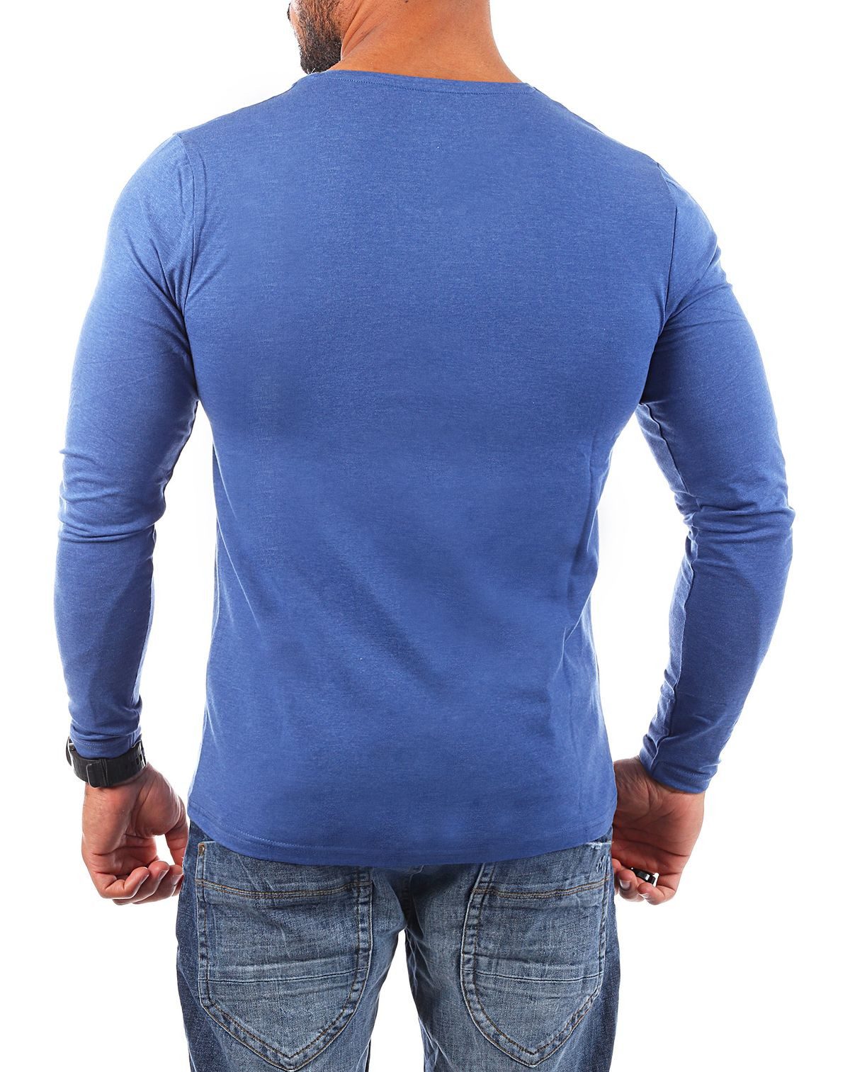 Young & Rich Langarmshirt Herren Uni Basic Longsleeve V-Ausschnitt V-Neck Unterziehshirt 2001 Rundhalsauschnitt unifarben langarm slim fit