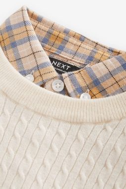 Next 2-in-1-Pullover Pullover mit Zopfmuster und Hemdeinsatz (1-tlg)